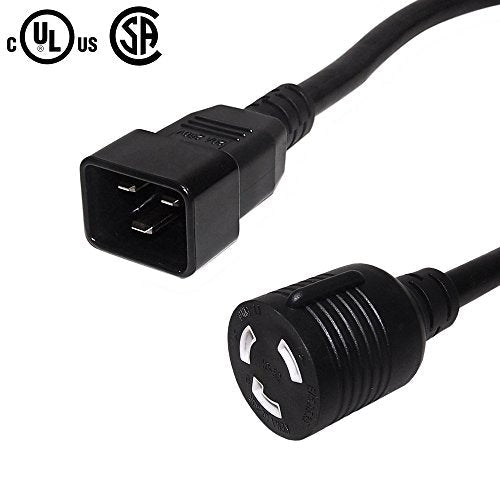 1ft C20 to L6-30R Power Cable - 12AWG - SJT (250V 20A) – Generic – AC Power Cords