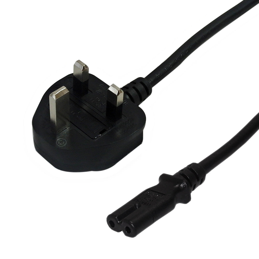 BS1363 (UK) to IEC-C7 - H03VVH2-F 0.75 (2.5A 250V) Power Cord - 2m – Generic – International Power Cords
