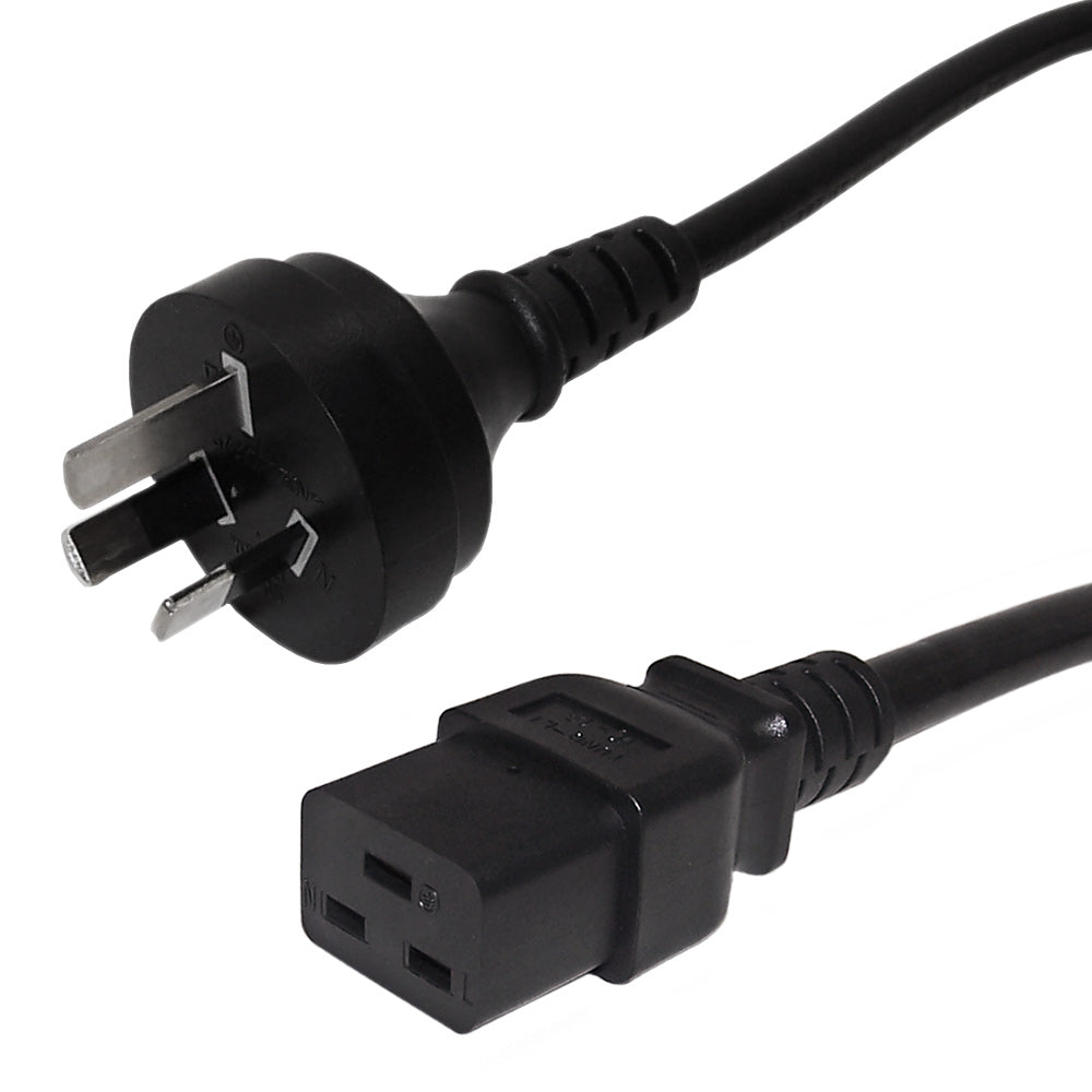 AS3112 (Australia) to IEC C19 Power Cord - H05VV-F 1.0 (10A 250V) Power Cord - 2m – Generic – International Power Cords