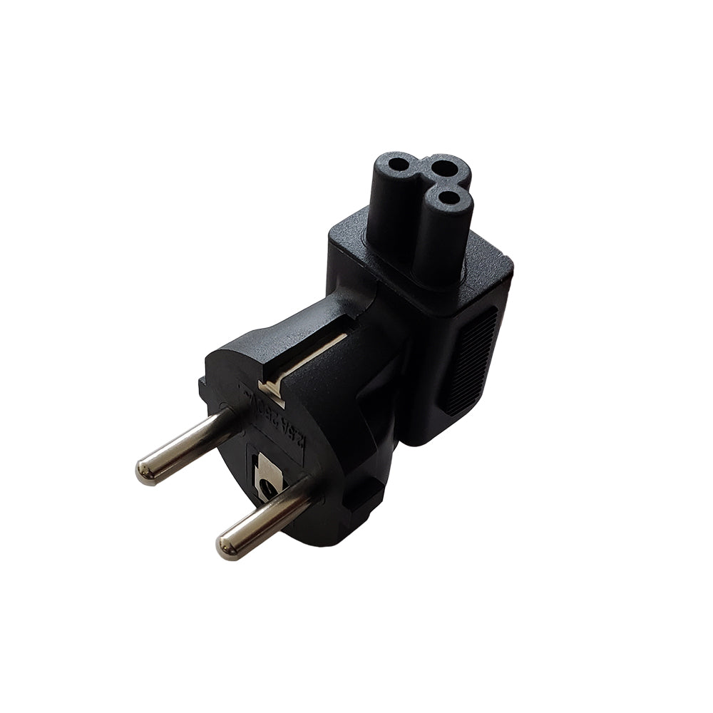 Schuko CEE 7/7 (Euro) Plug to C5 Power Adapter Down Angle – Generic