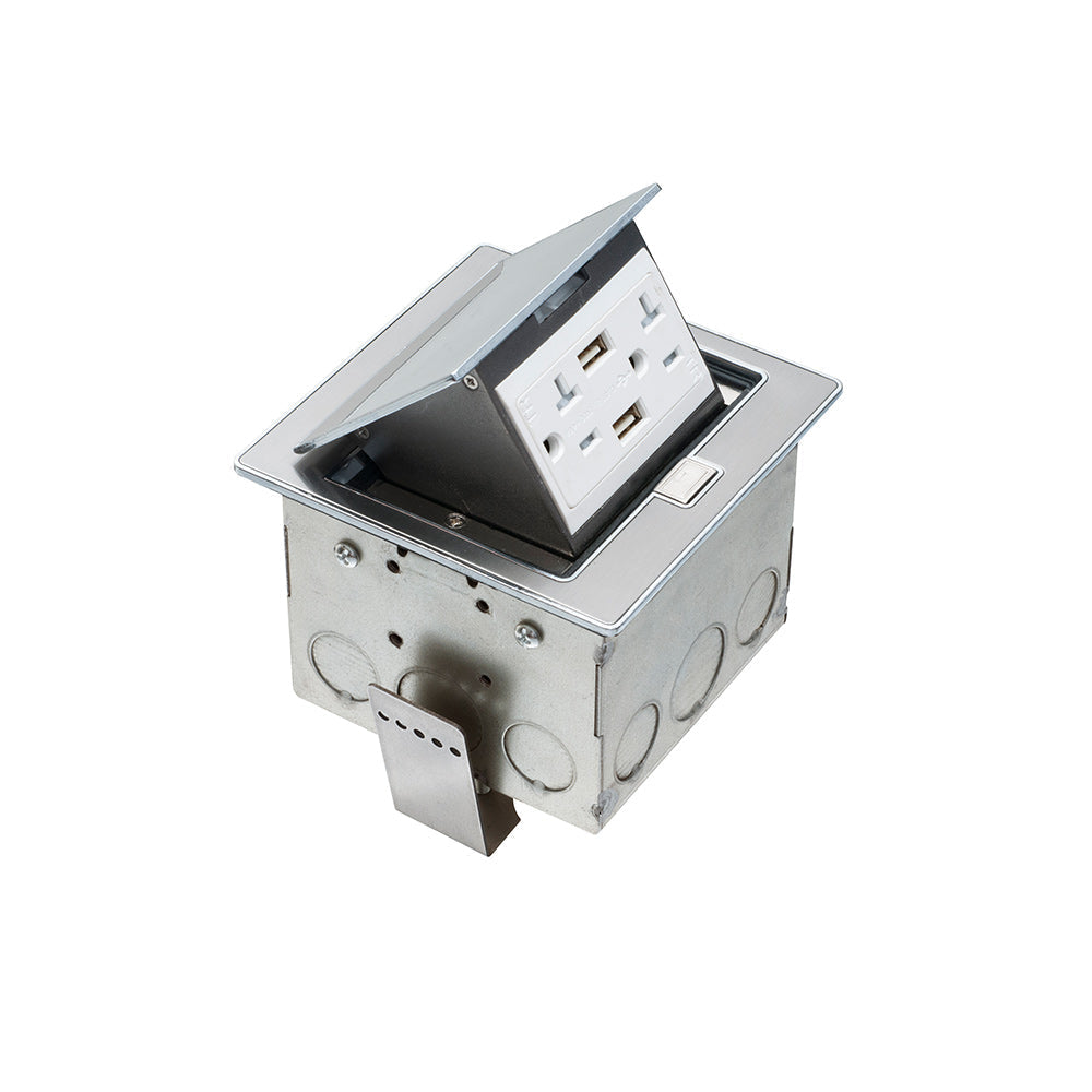 Countertop Pop-up Power Receptacle Box (20A 125V) + 2x USB - Stainless Steel – Generic – Power Outlets