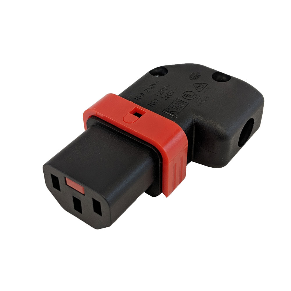 C13 Locking Power Cord Connector - Screw On - Right or Left Angle (IEC-Lock Part #: PA130100RBK) – Generic