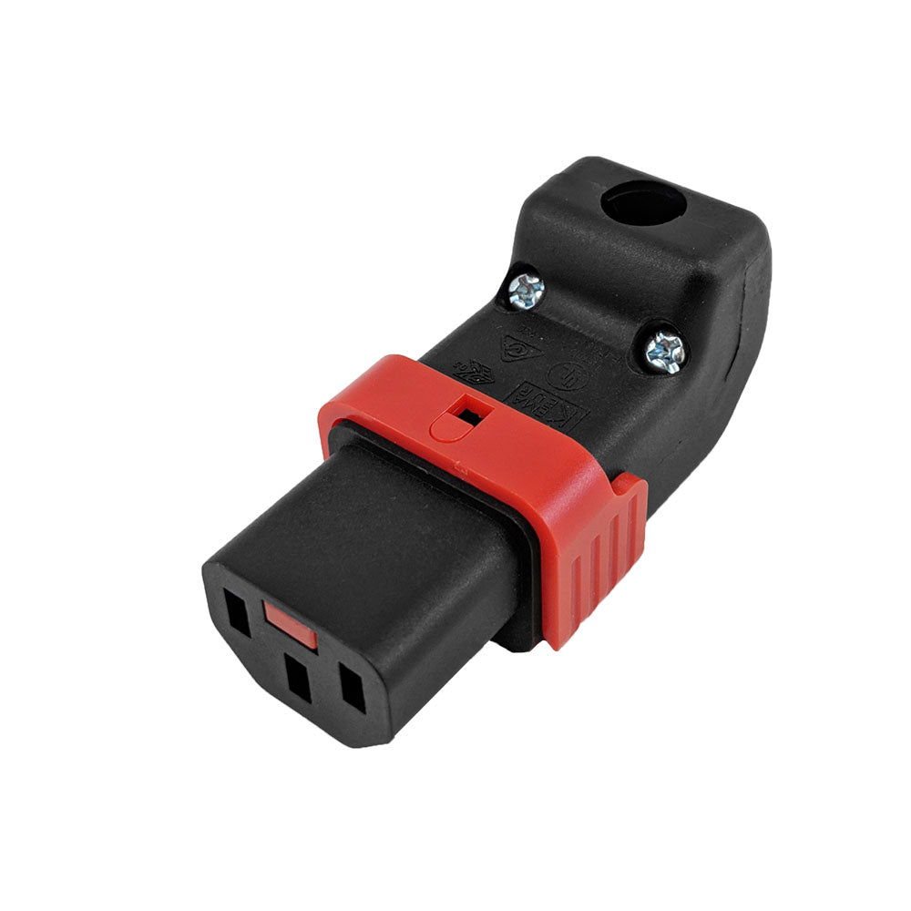 C13 Locking Power Cord Connector - Screw On - Up or Down Angle (IEC-Lock Part #: PA130100DBK) – Generic