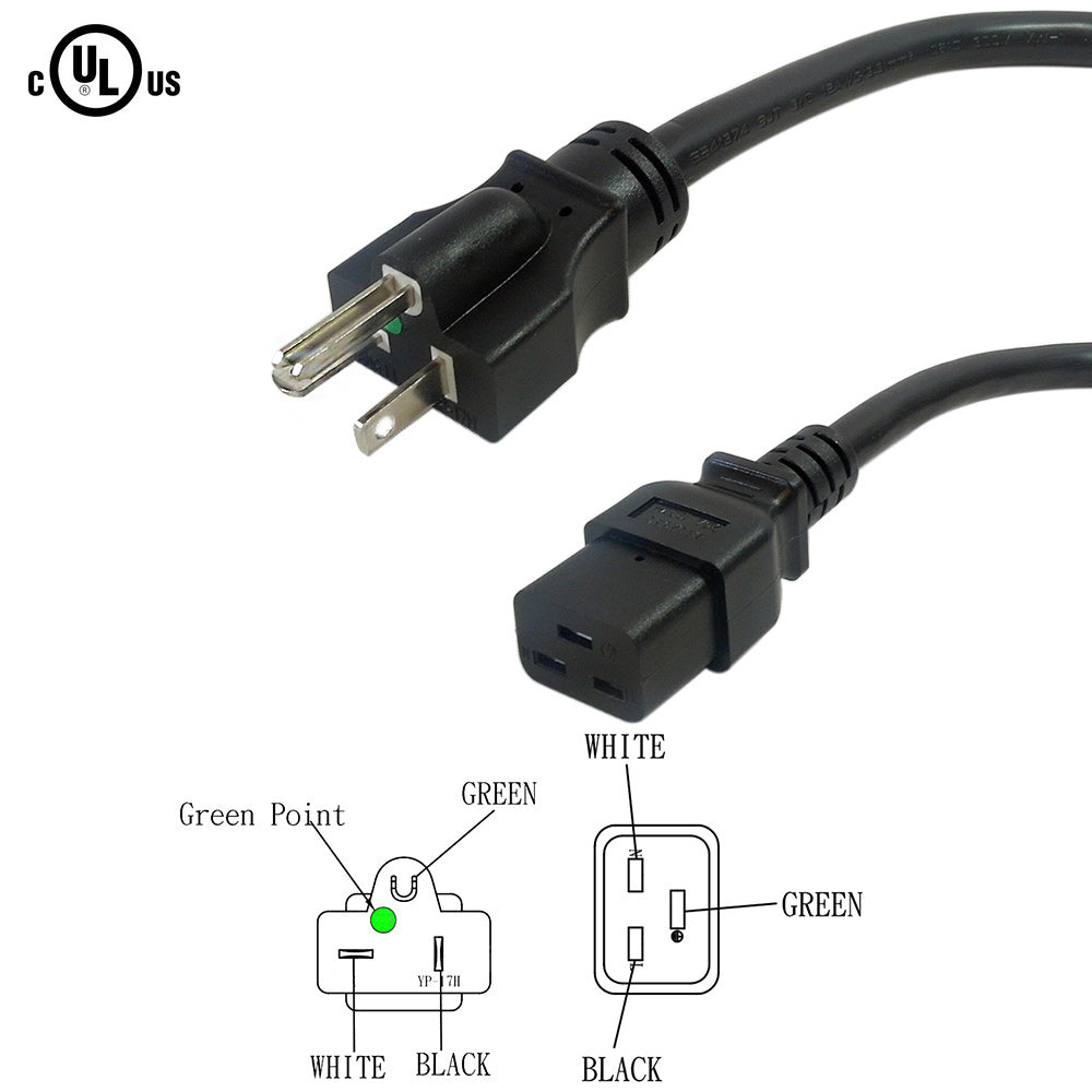 Hospital Grade 5-20P to C19 Power Cable - 12AWG - SJT (20A/125V) – Generic – Hospital Grade Power Cords (photo 2)