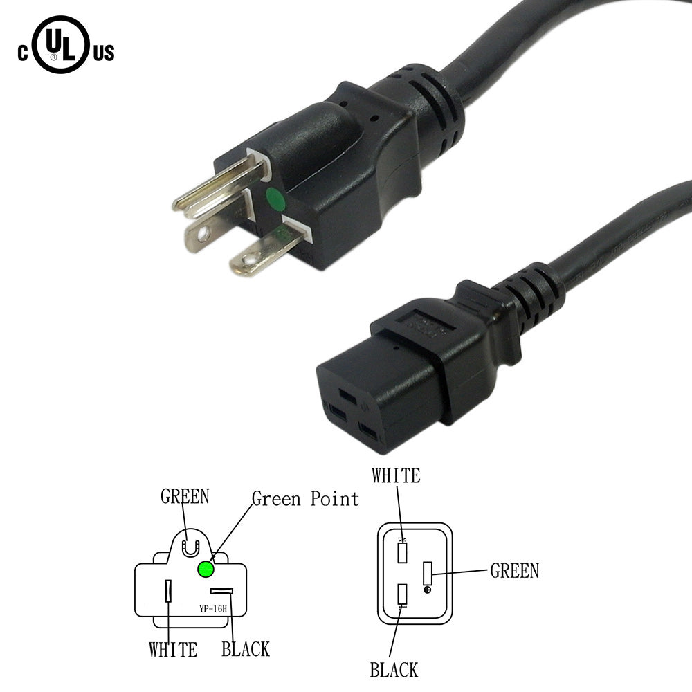 Hospital Grade 6-20P to C19 Power Cable - 12AWG - SJT (20A/250V) – Generic – Hospital Grade Power Cords (photo 2)