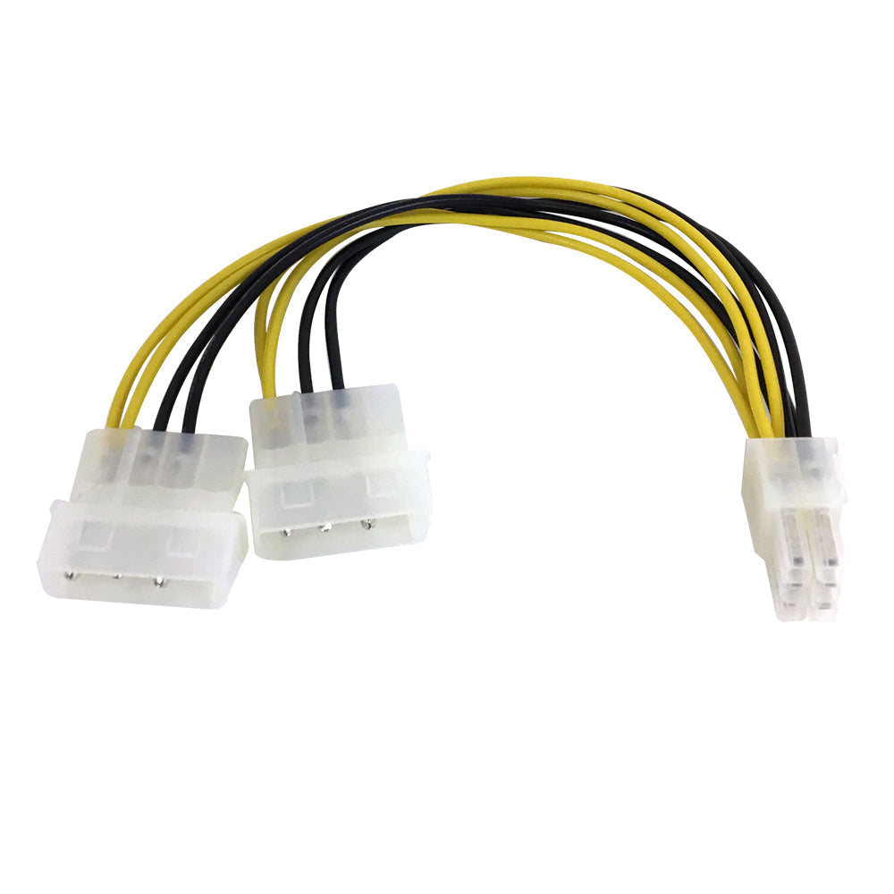 8 inch 6-pin PCI Female to 2x LP4 Male Internal PC Power Splitter Cable – Generic