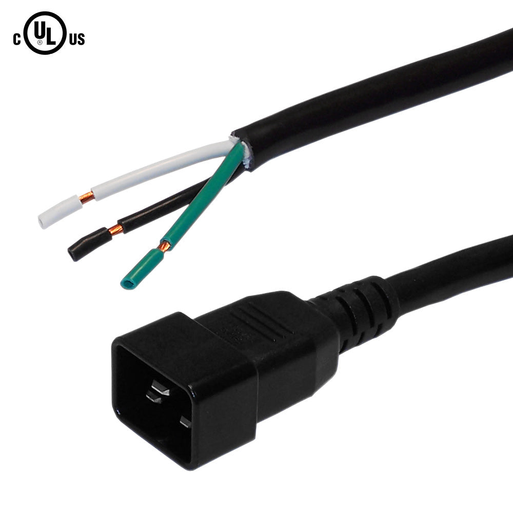 8ft C20 to ROJ Power Cable - 12AWG - SJT – Generic – Single Ended ROJ Power Cords