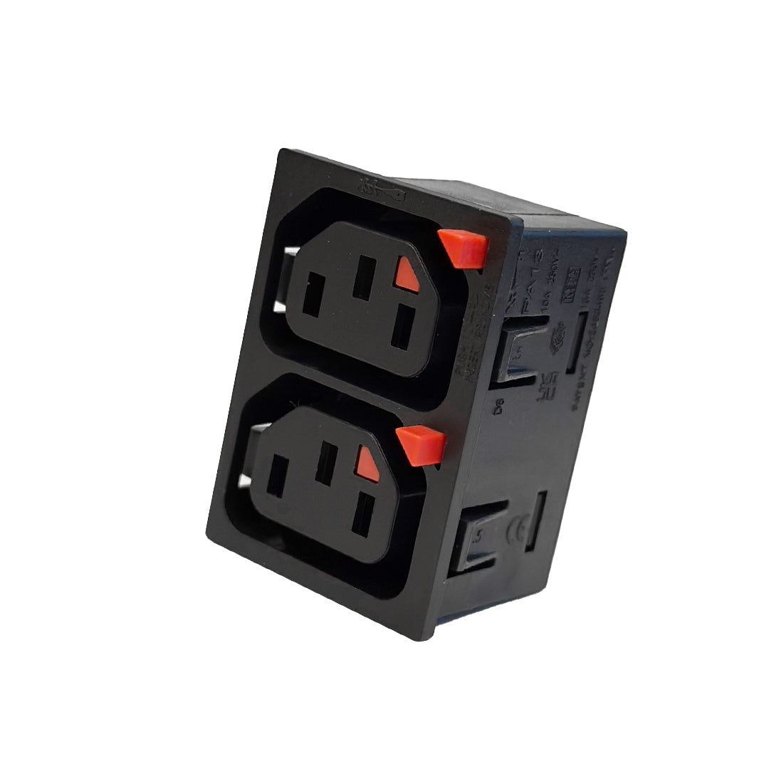 C13 Right Locking Receptacle, 2 Tier, 1.5mm Panel Thickness - Black – Generic