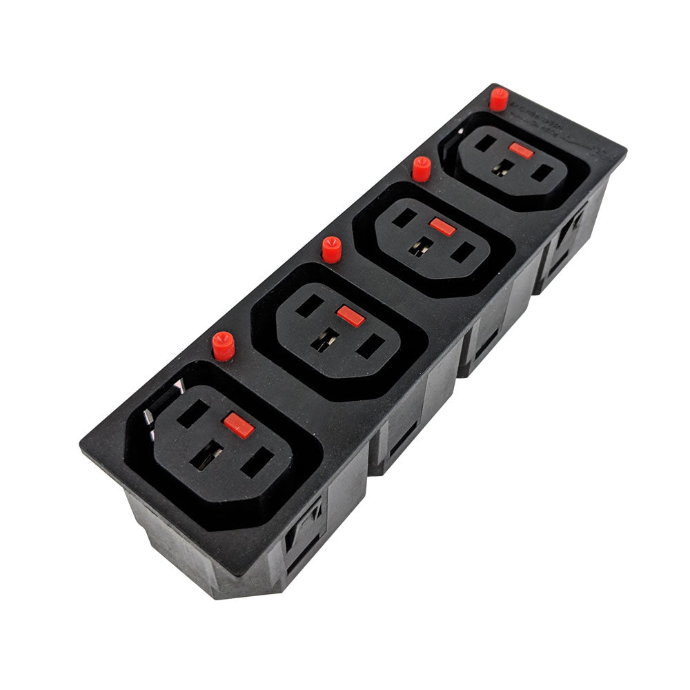 C13 Locking Receptacle - 4 Tier - 6.3mm Terminal, 1.5mm Panel Thickness - Black (IEC-Lock Part #: PA135015BK4) – Generic