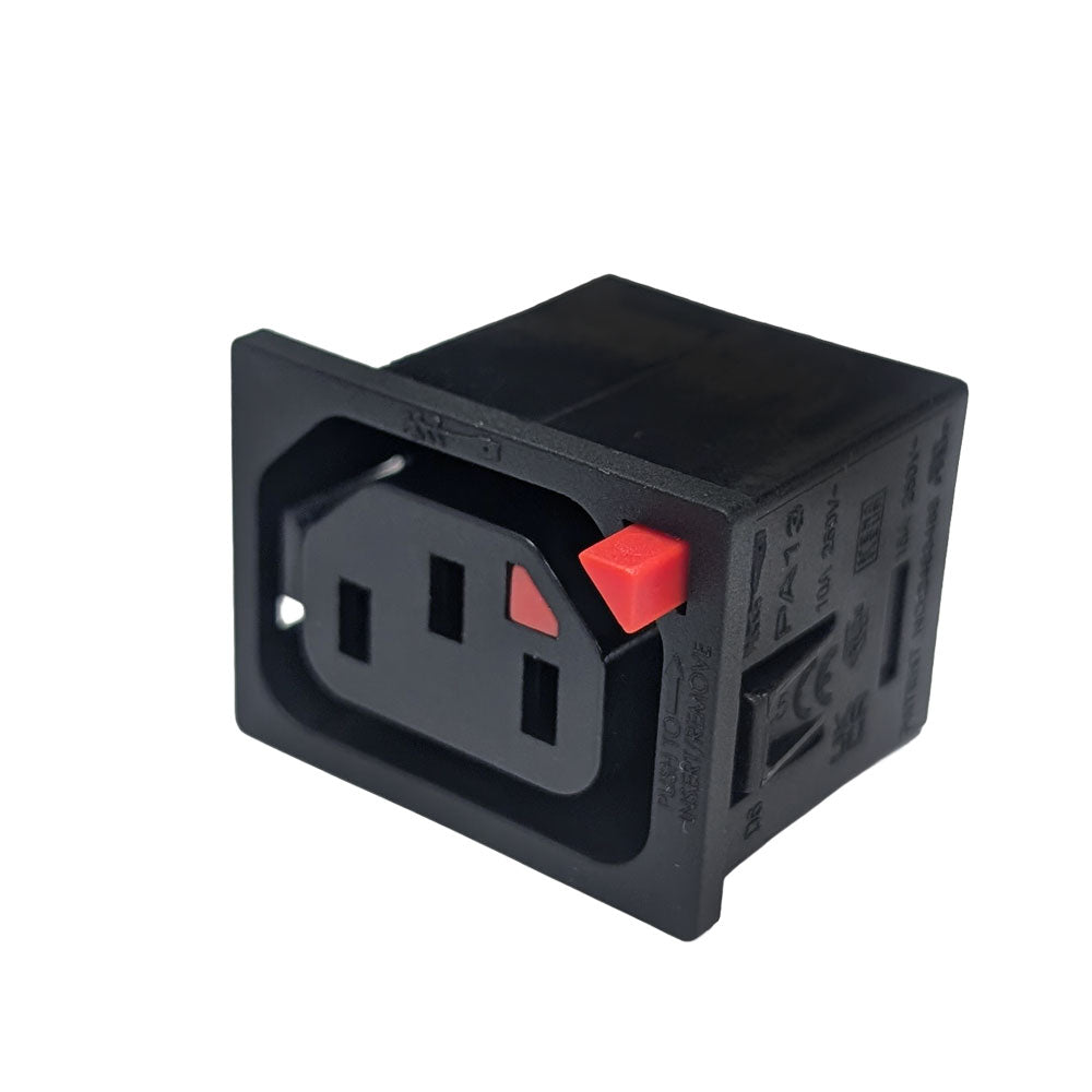 C13 Right Locking Receptacle, 6.3mm Terminal, 1.5mm Panel Thickness - Black – Generic