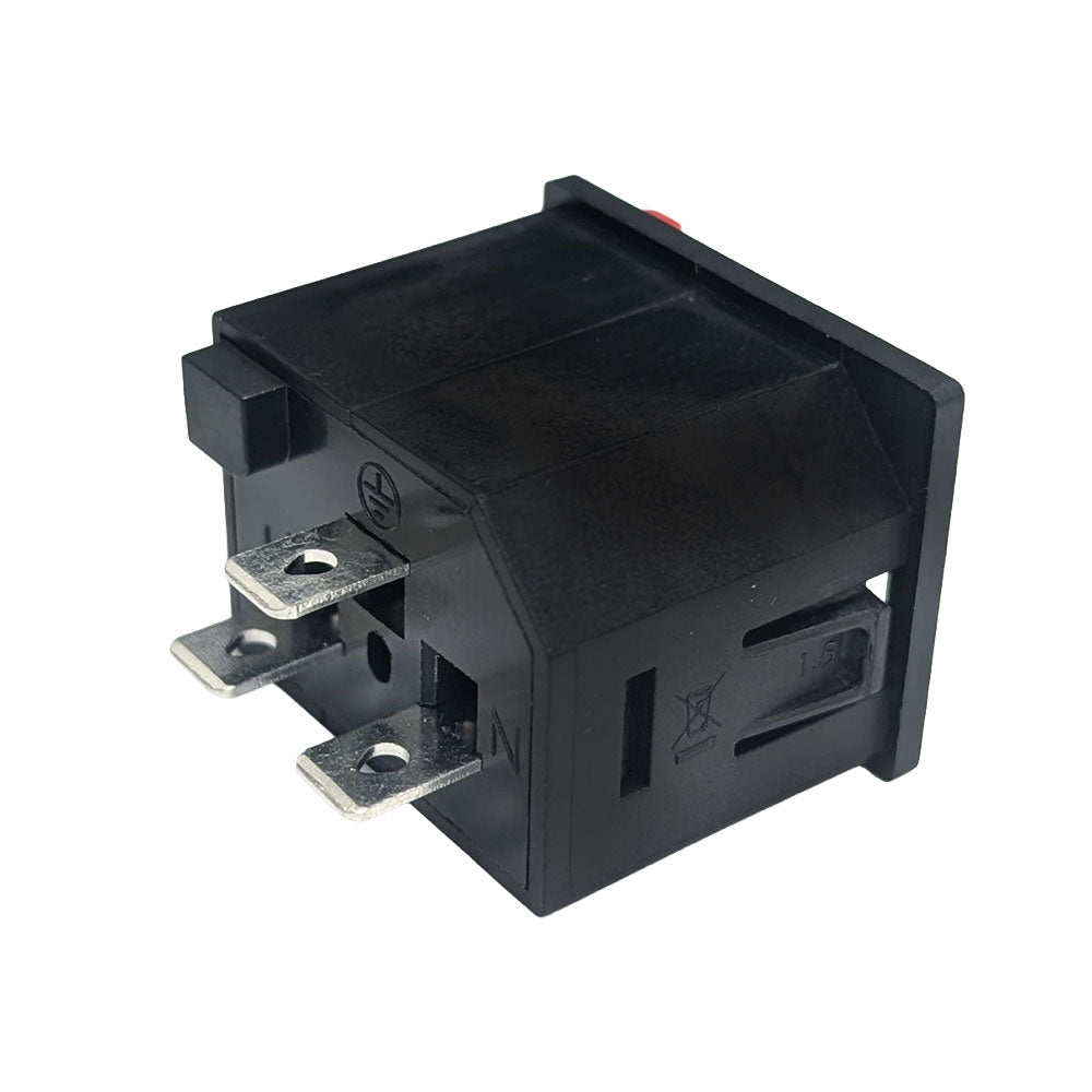C13 Right Locking Receptacle, 6.3mm Terminal, 1.5mm Panel Thickness - Black – Generic – Locking IEC Accessories (photo 2)