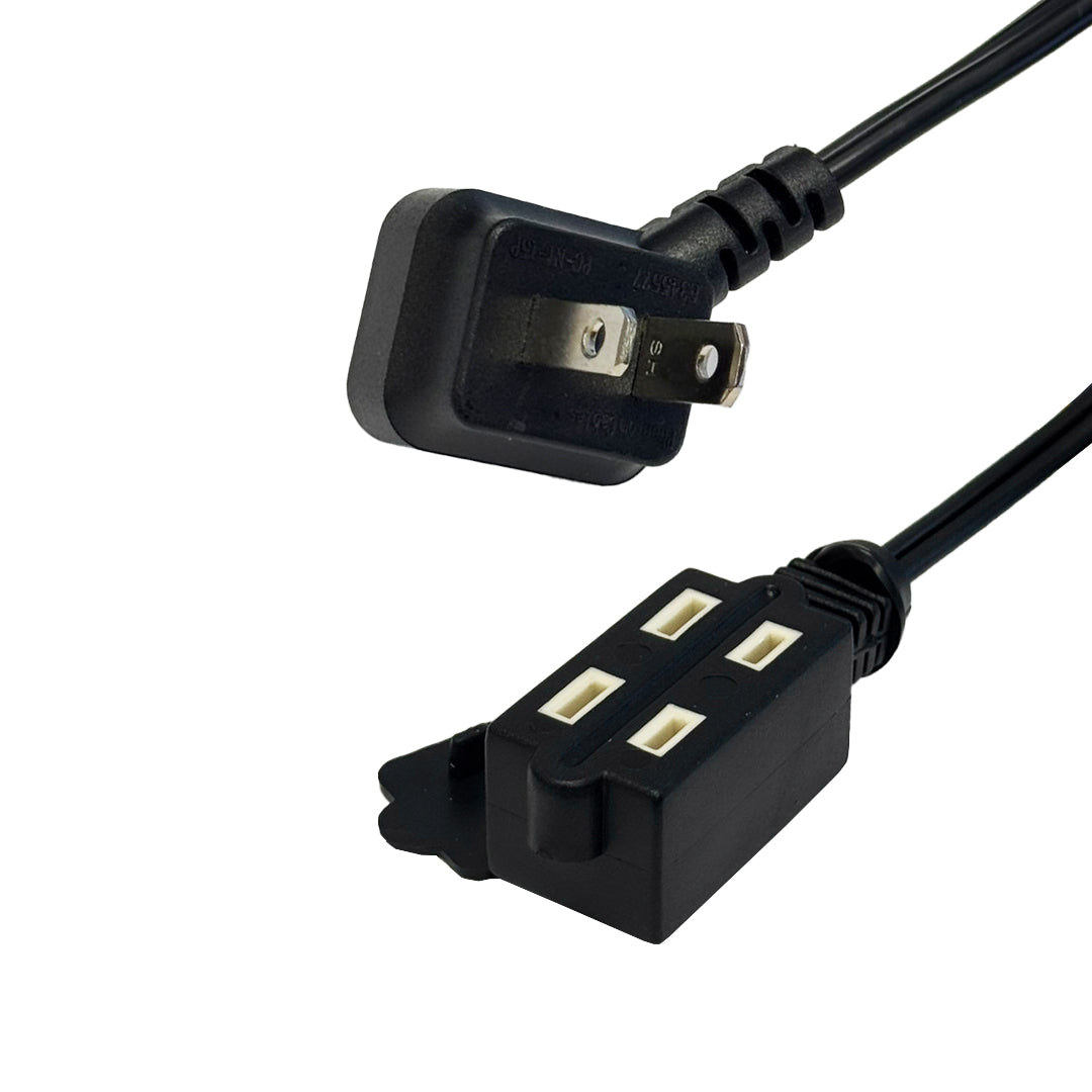 1-15P 45 Degree to 1-15R Triple Tap Power Cable - 16AWG - SPT-2 - 13A/125V – Generic – AC Power Cords