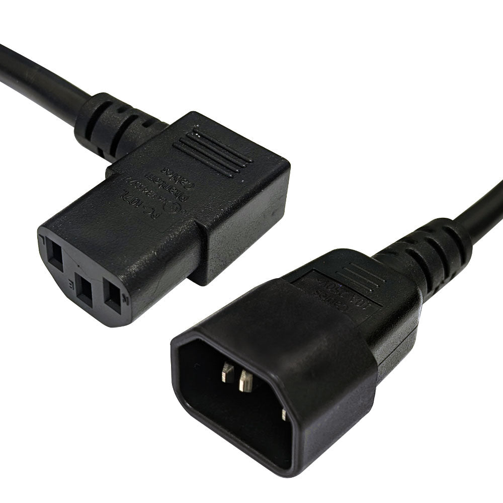 IEC C13 Left Angle to IEC C14 Power Cable - 18AWG - SJT Jacket – Generic