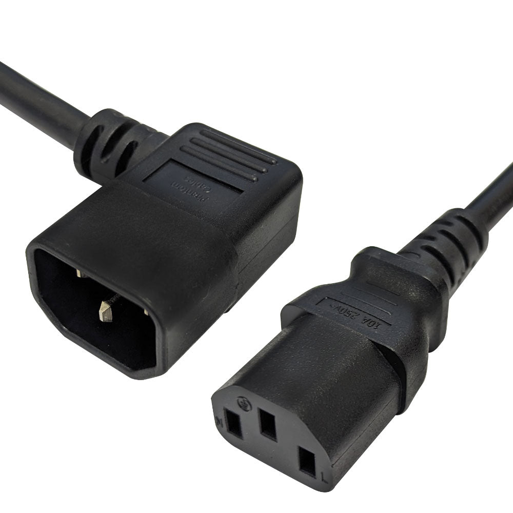 IEC C13 to IEC C14 Left Angle Power Cable - 18AWG - SJT Jacket – Generic