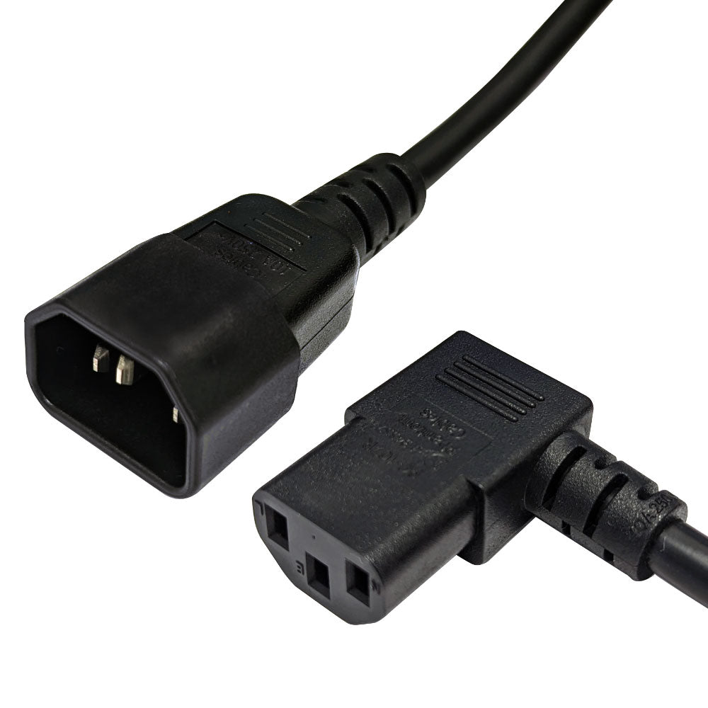 IEC C13 Right Angle to IEC C14 Power Cable - 18AWG - SJT Jacket – Generic