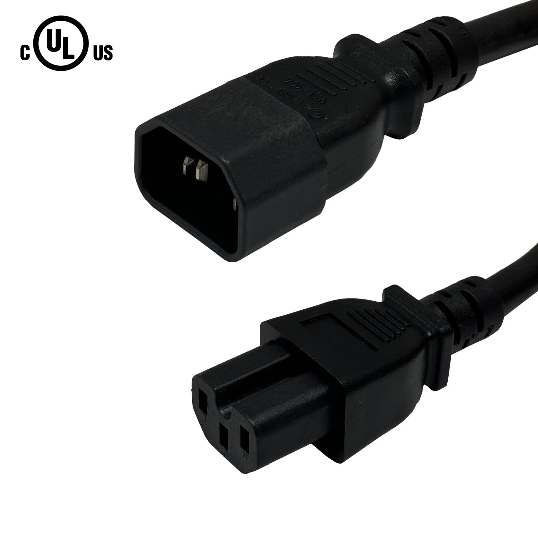 IEC C14 to IEC C15 Power Cable - 14AWG (15A 250V) - SJT Jacket – Generic – AC Power Cords (photo 8)