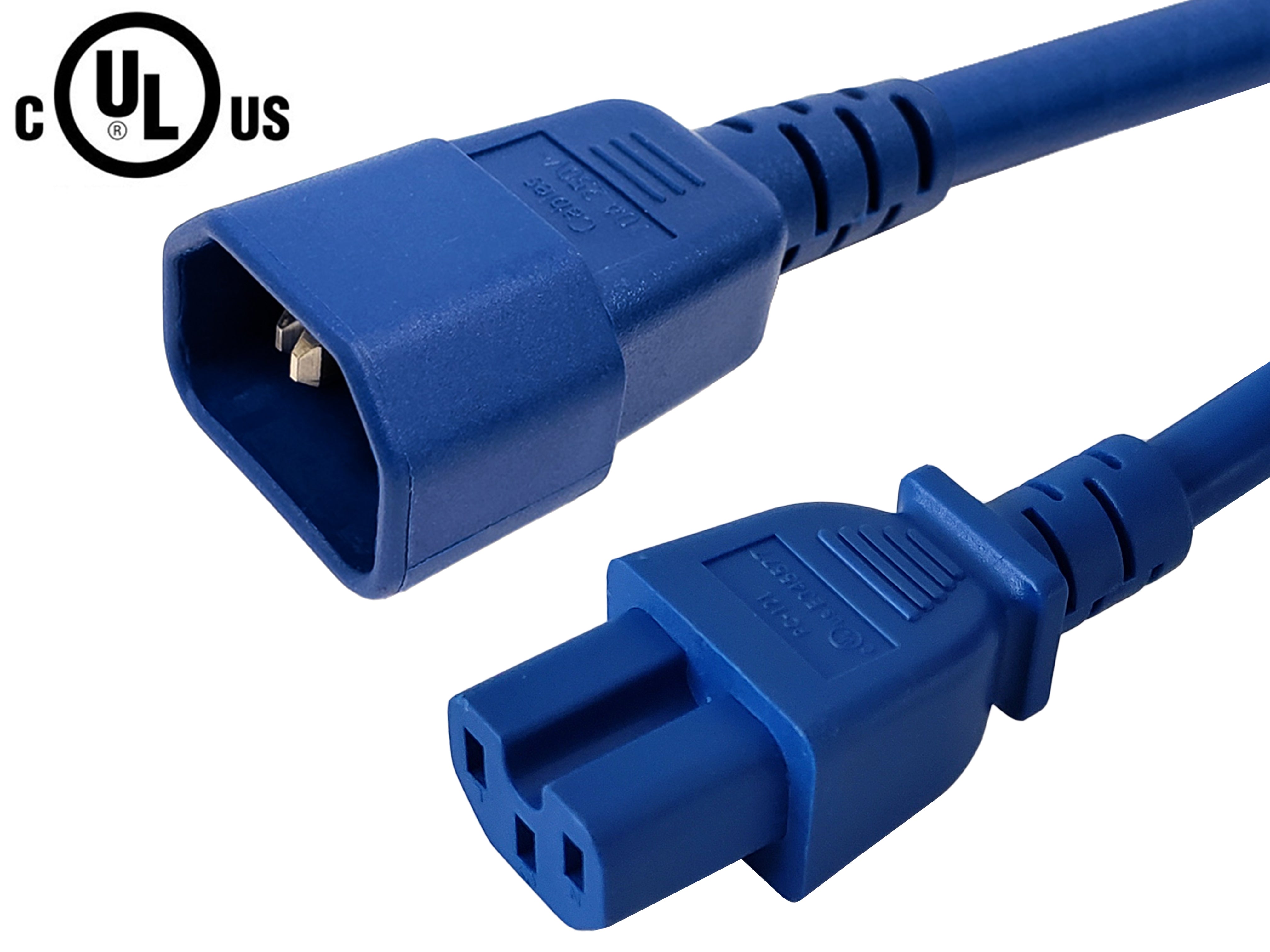 IEC C14 to IEC C15 Power Cable - 14AWG (15A 250V) - SJT Jacket – Generic – AC Power Cords (photo 3)