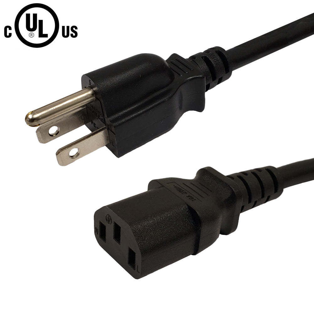 NEMA 5-15P to IEC C13 Power Cable - SJT Jacket – Generic