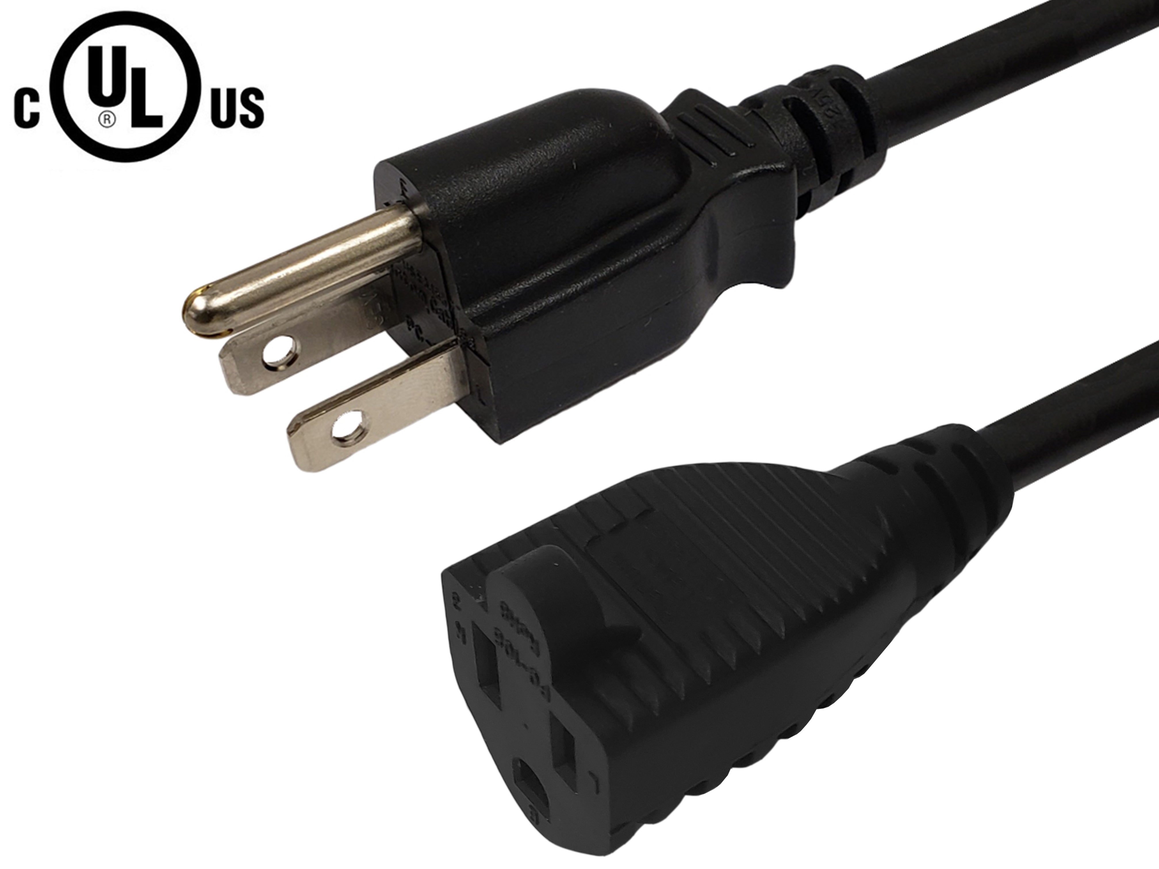 NEMA 5-15P to NEMA 5-15R Power Cable - SJT Jacket – Generic