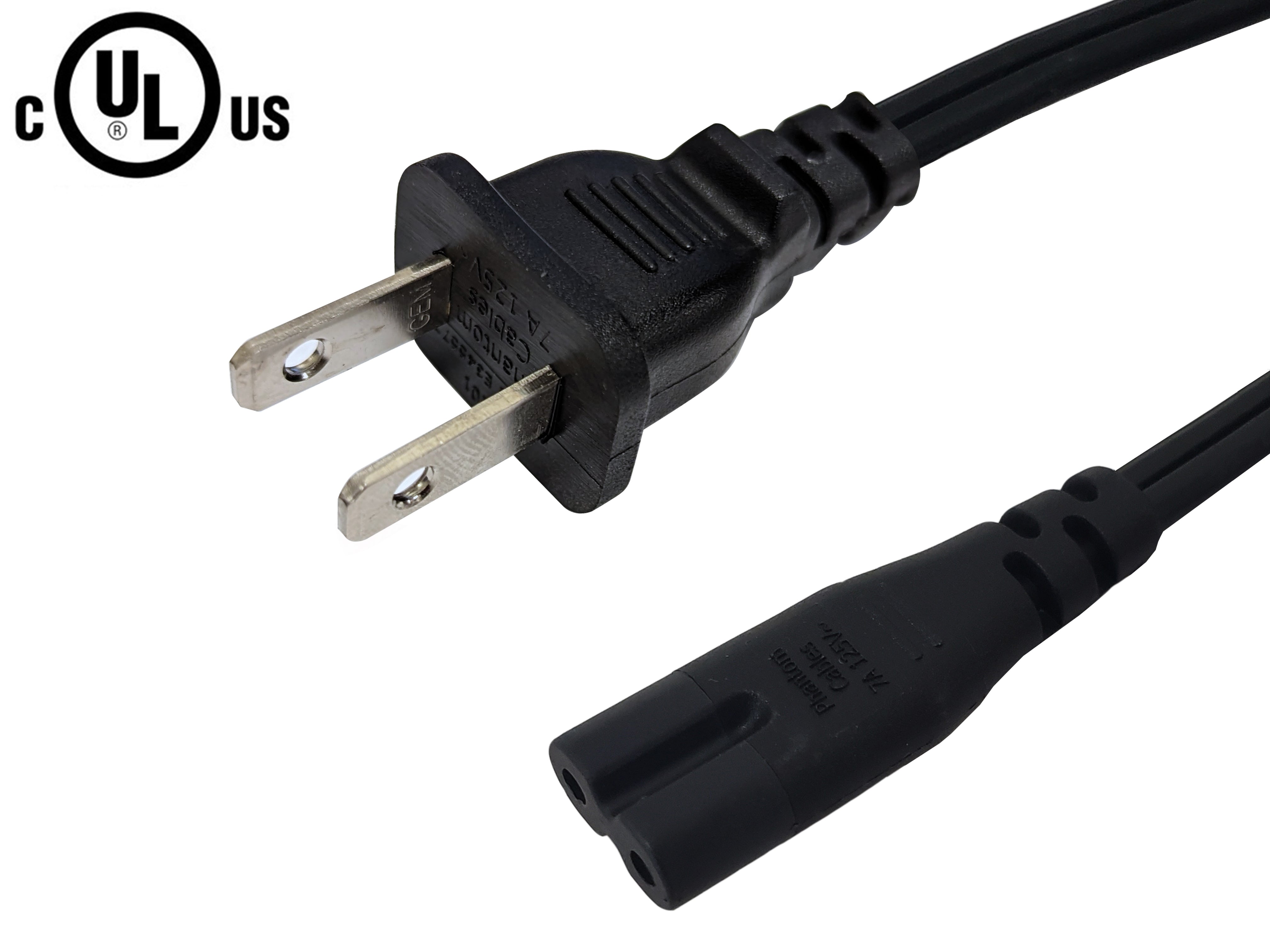 NEMA 1-15P to IEC C7 Non-Polarized Power Cable - 18AWG - SPT-2 – Generic