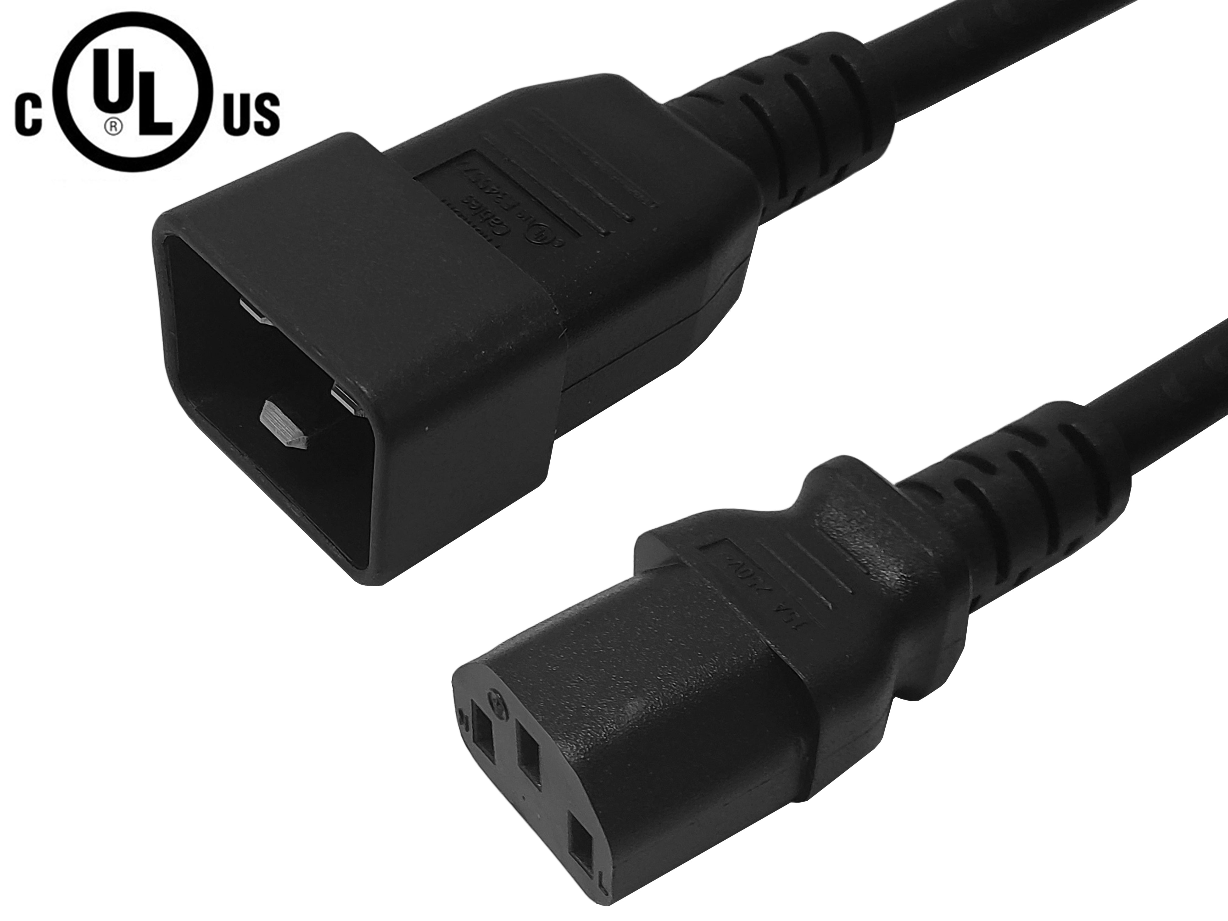 IEC C13 to IEC C20 Power Cable - SJT Jacket (250V 15A) – Generic