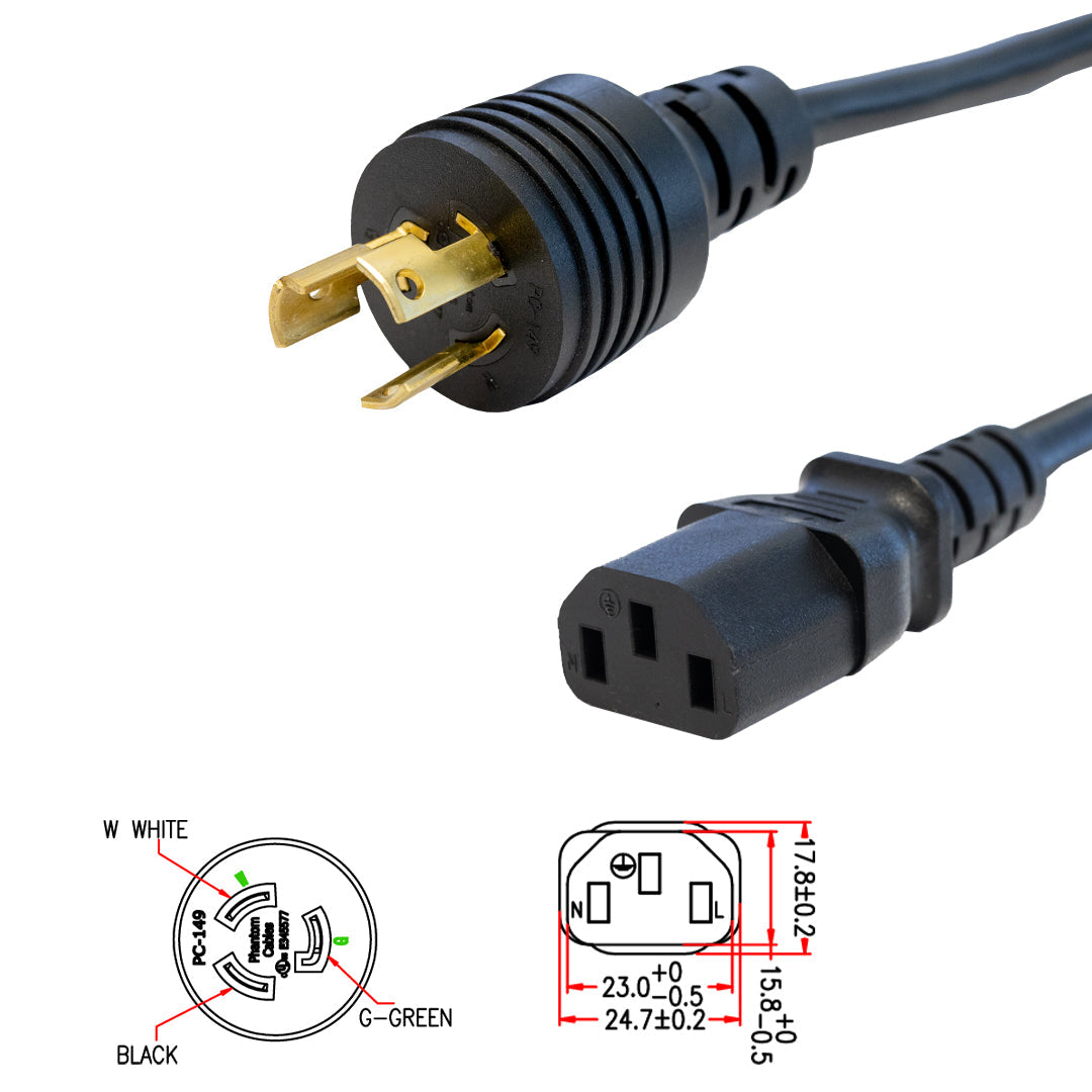 NEMA L5-15P to IEC C13 Power Cable - 14AWG - SJT Jacket – Generic – AC Power Cords (photo 2)