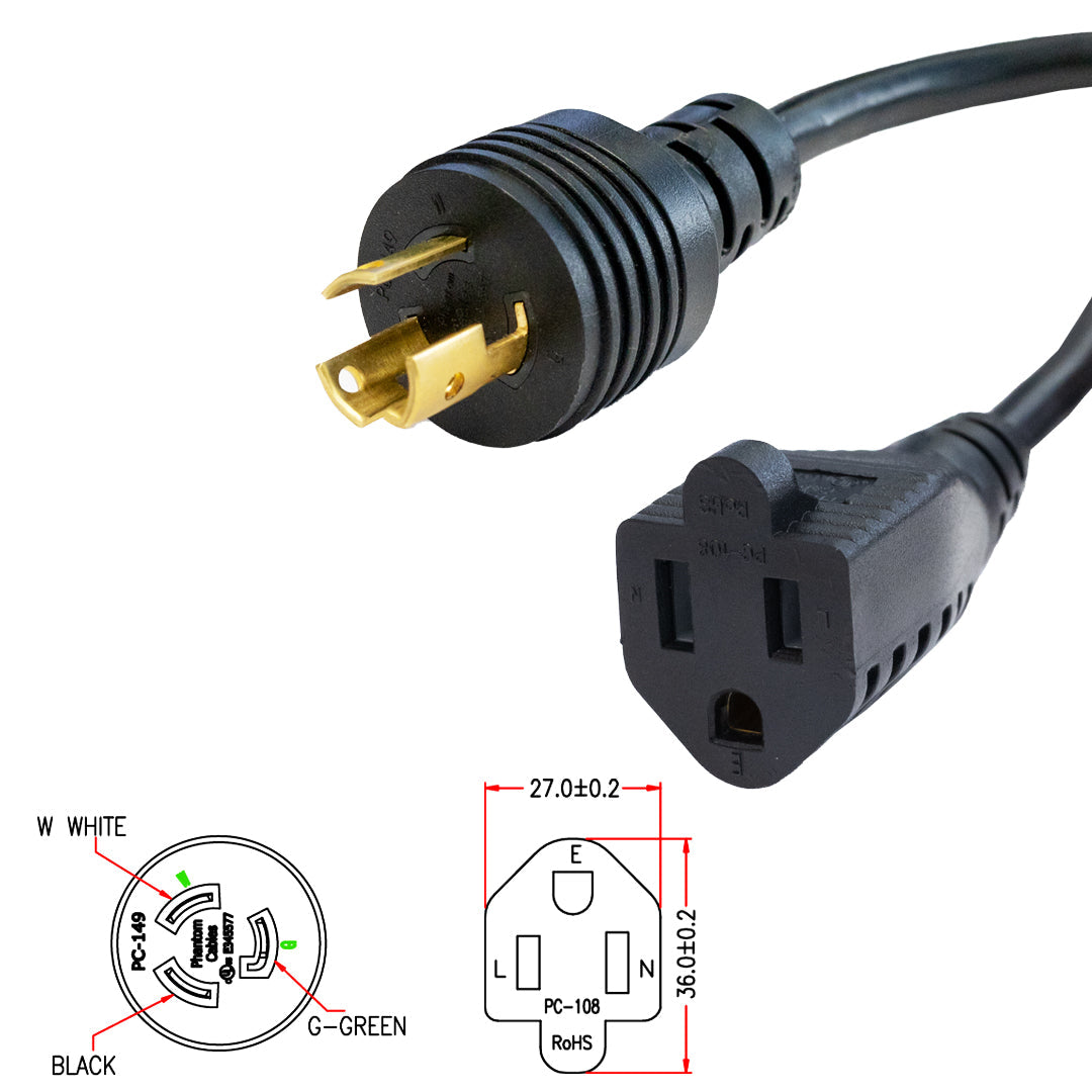 1ft NEMA L5-15P to NEMA 5-15R Power Cable - 14AWG - SJT Jacket (125V 15A) – Generic – AC Power Cords (photo 2)