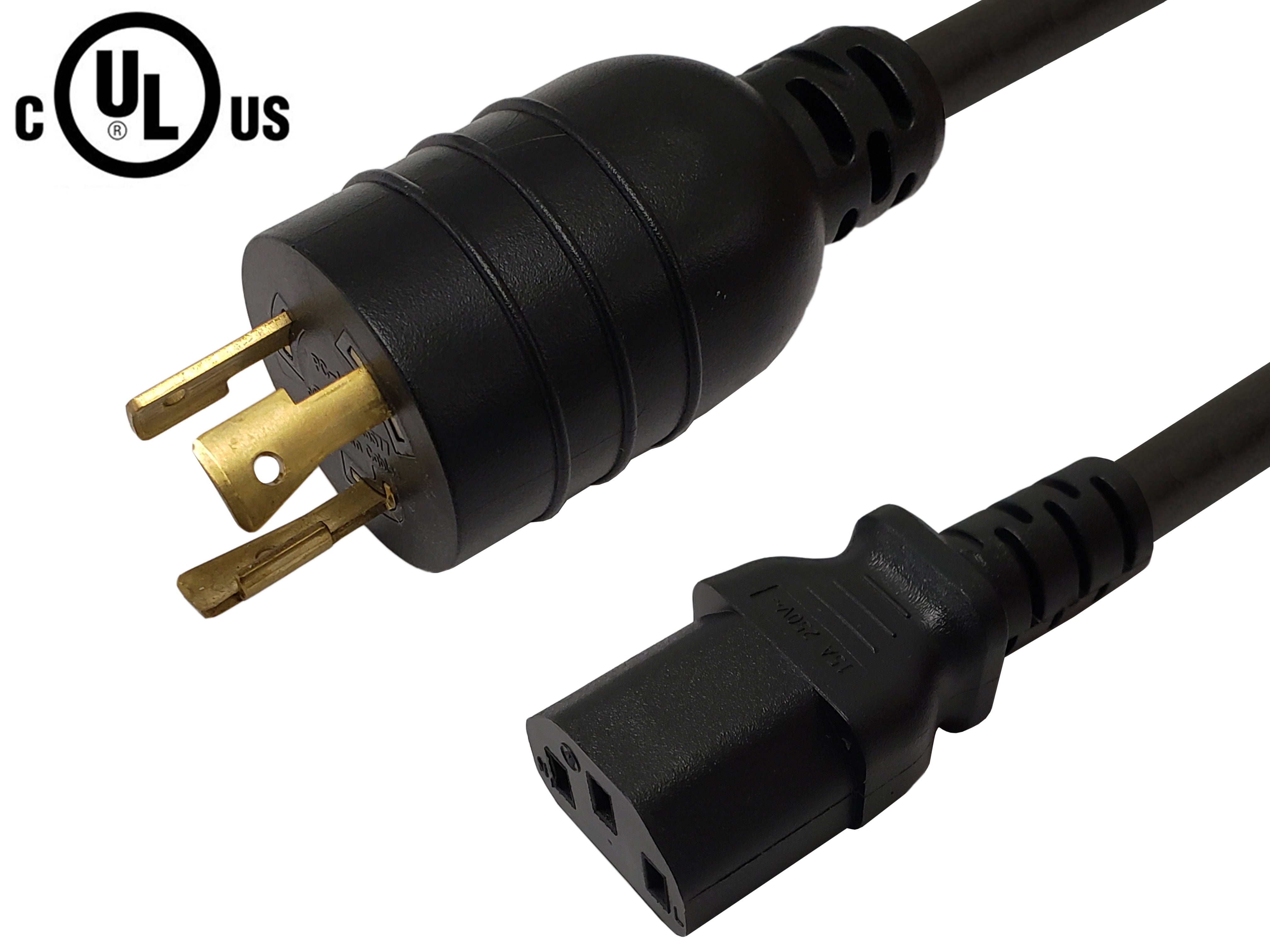 NEMA L6-20P to IEC C13 Power Cable - 14AWG (15A 250V) - SJT Jacket – Generic