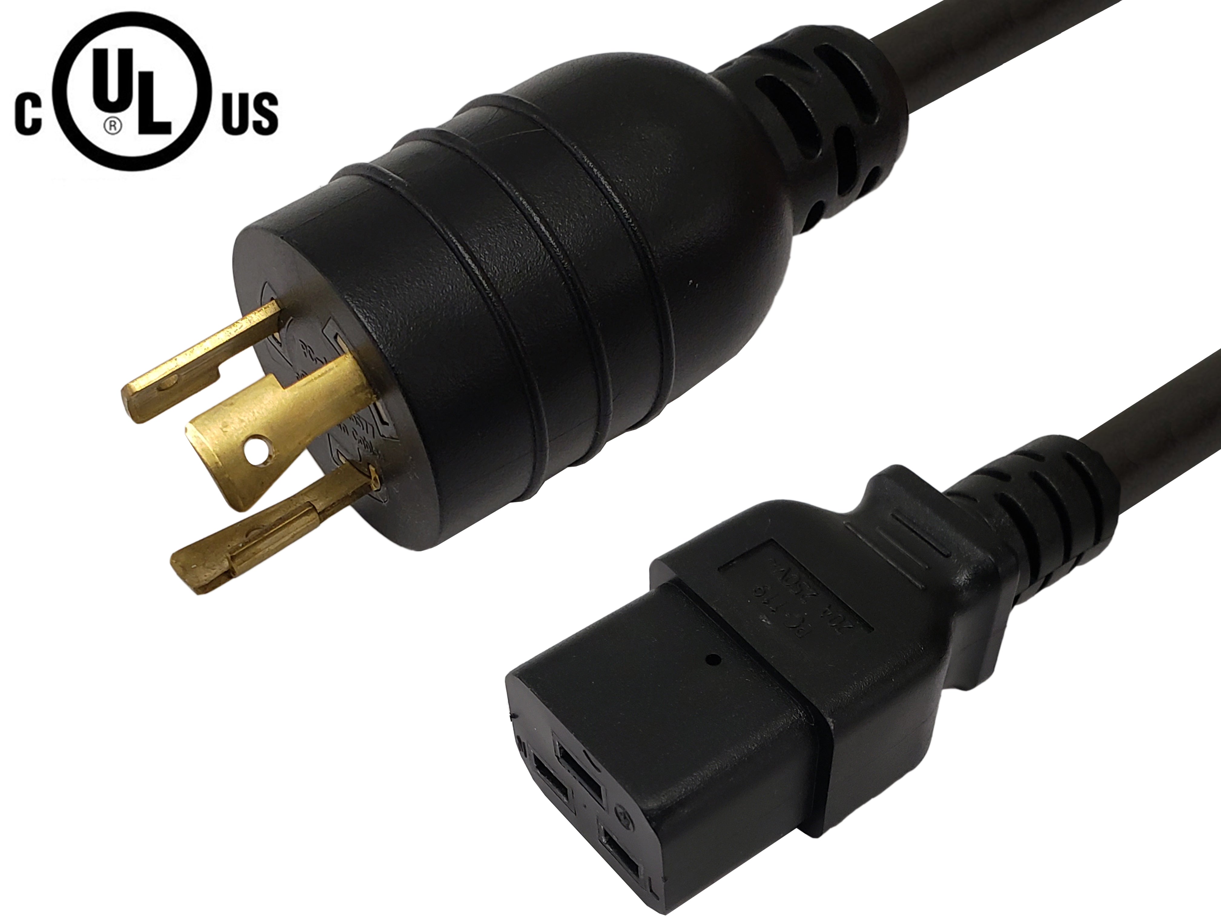 NEMA L6-20P to IEC C19 Power Cable - 12AWG (20A 250V) - SJT Jacket – Generic