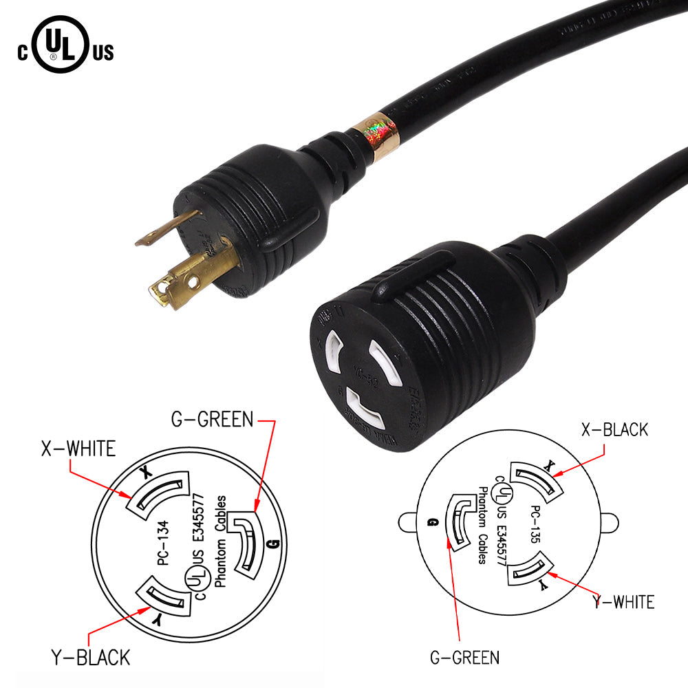 15ft NEMA L6-30P to NEMA L6-30R Power Cable - 10AWG - SJT Jacket (250V 30A) – Generic – AC Power Cords (photo 2)