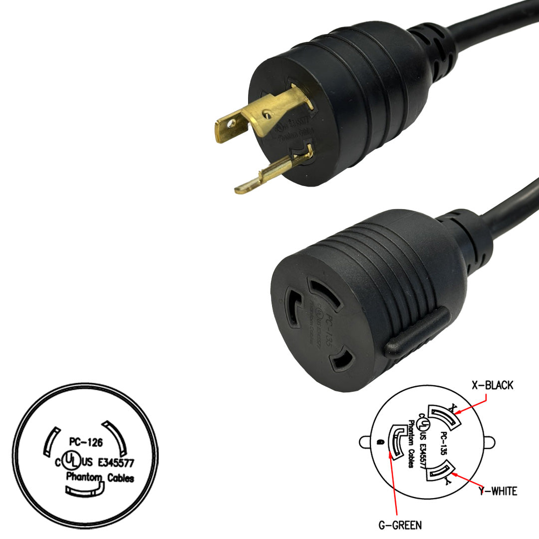 1ft NEMA L6-20P to NEMA L6-30R Power Cable - 12AWG - SJT (250V 20A) – Generic – AC Power Cords (photo 2)