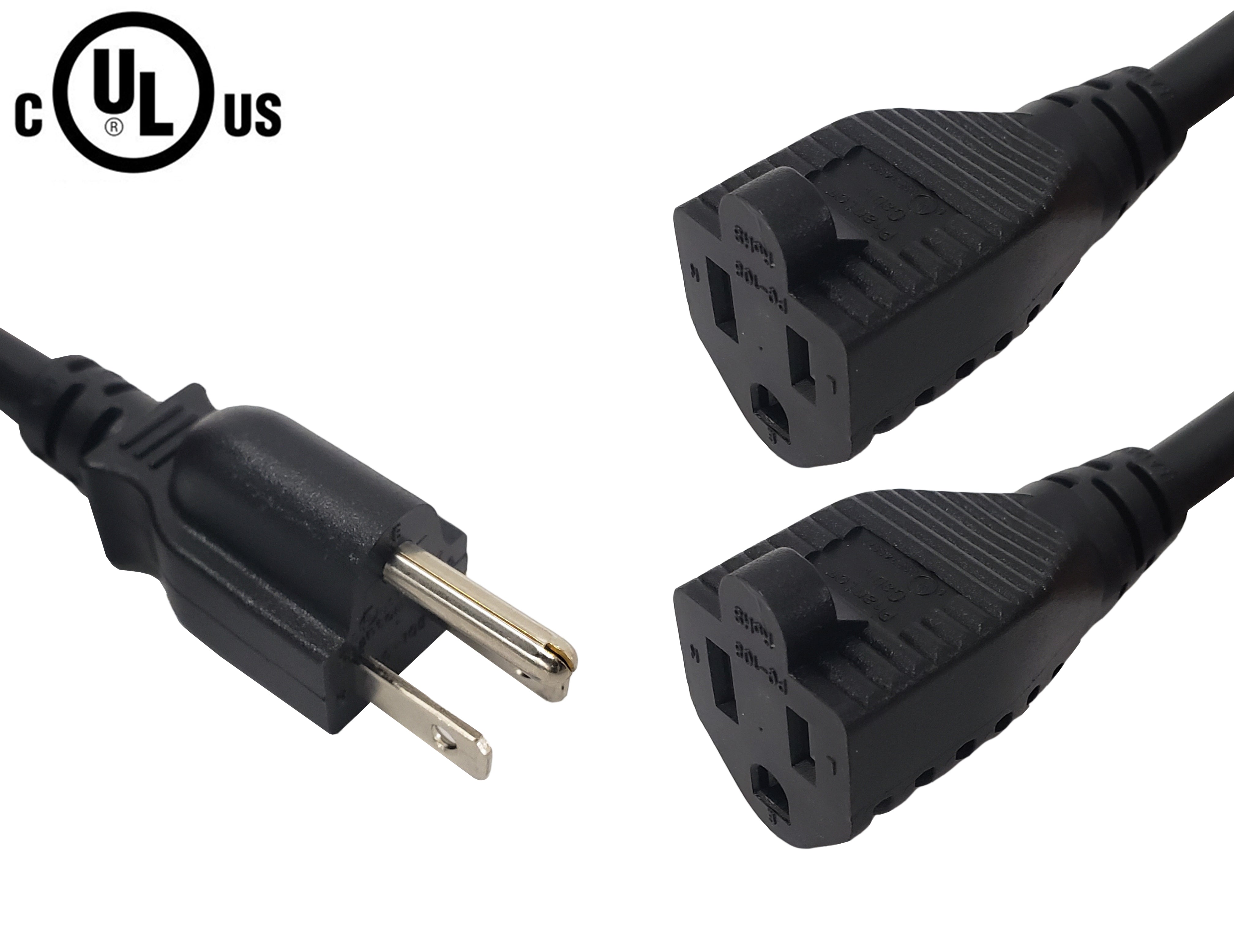 NEMA 5-15P to 2x NEMA 5-15R Power Splitter Cable - SJT – Generic