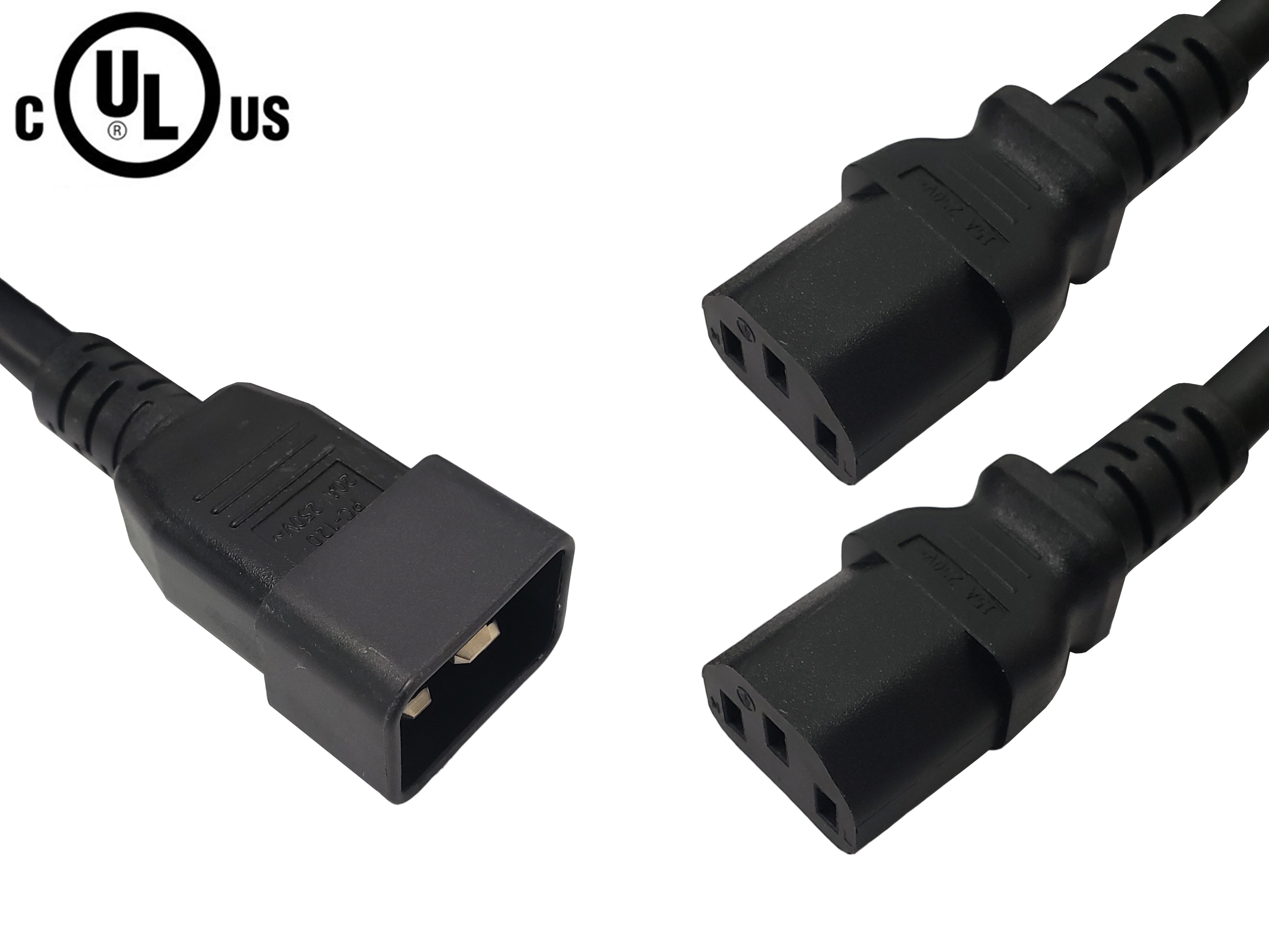 IEC C20 to 2x IEC C13 Power Splitter Cable - SJT – Generic – Splitter Power Cords