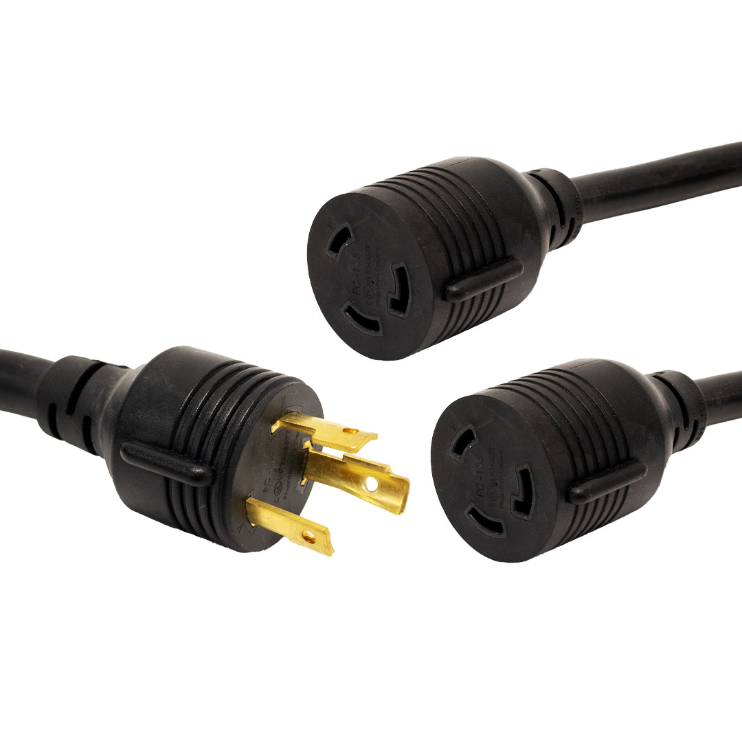 NEMA L6-30P to 2x NEMA L6-30R Splitter - 10AWG (30A 250V) - SJT – Generic