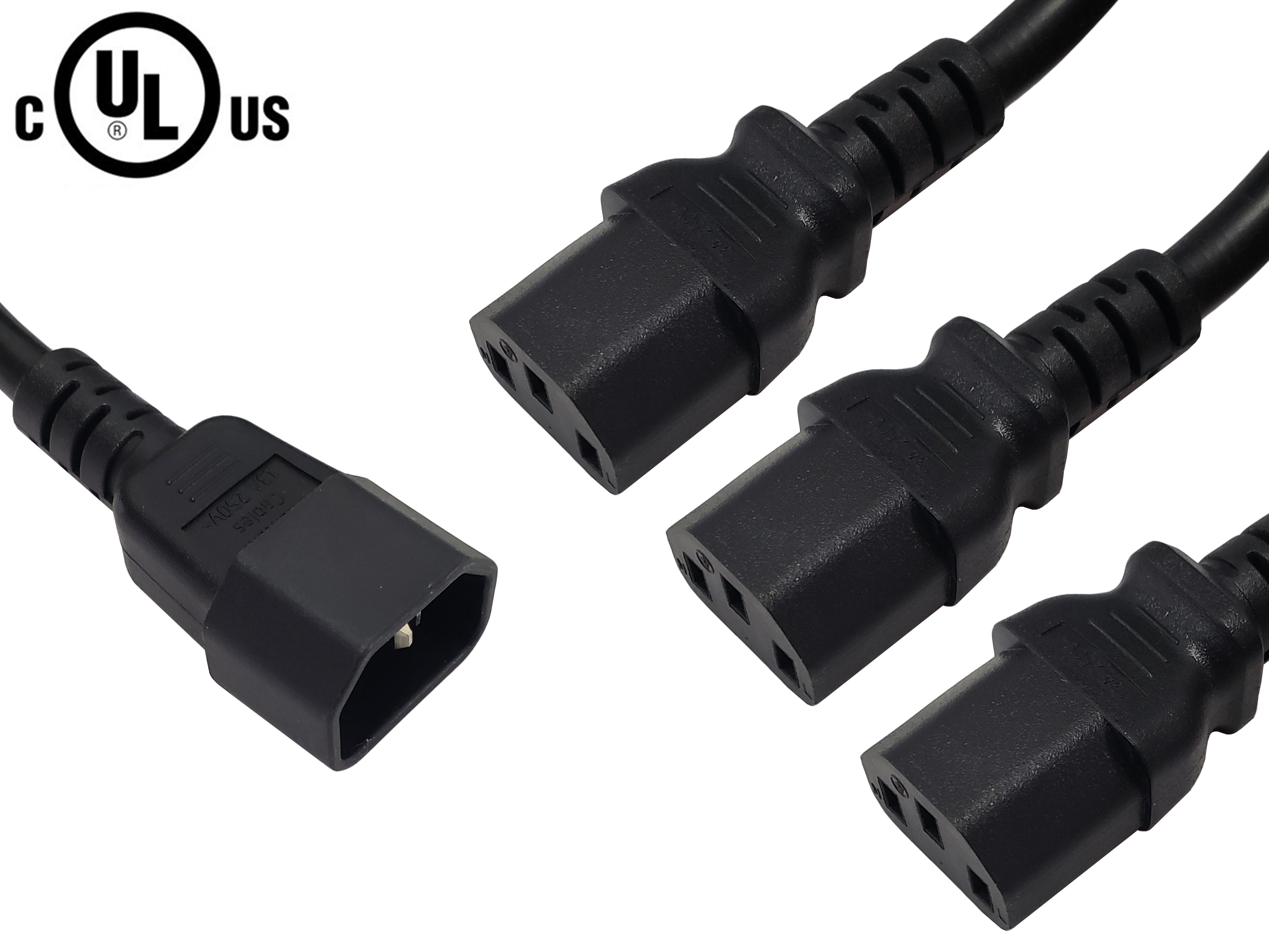 IEC C14 to 3x IEC C13 Power Splitter Cable - SJT – Generic