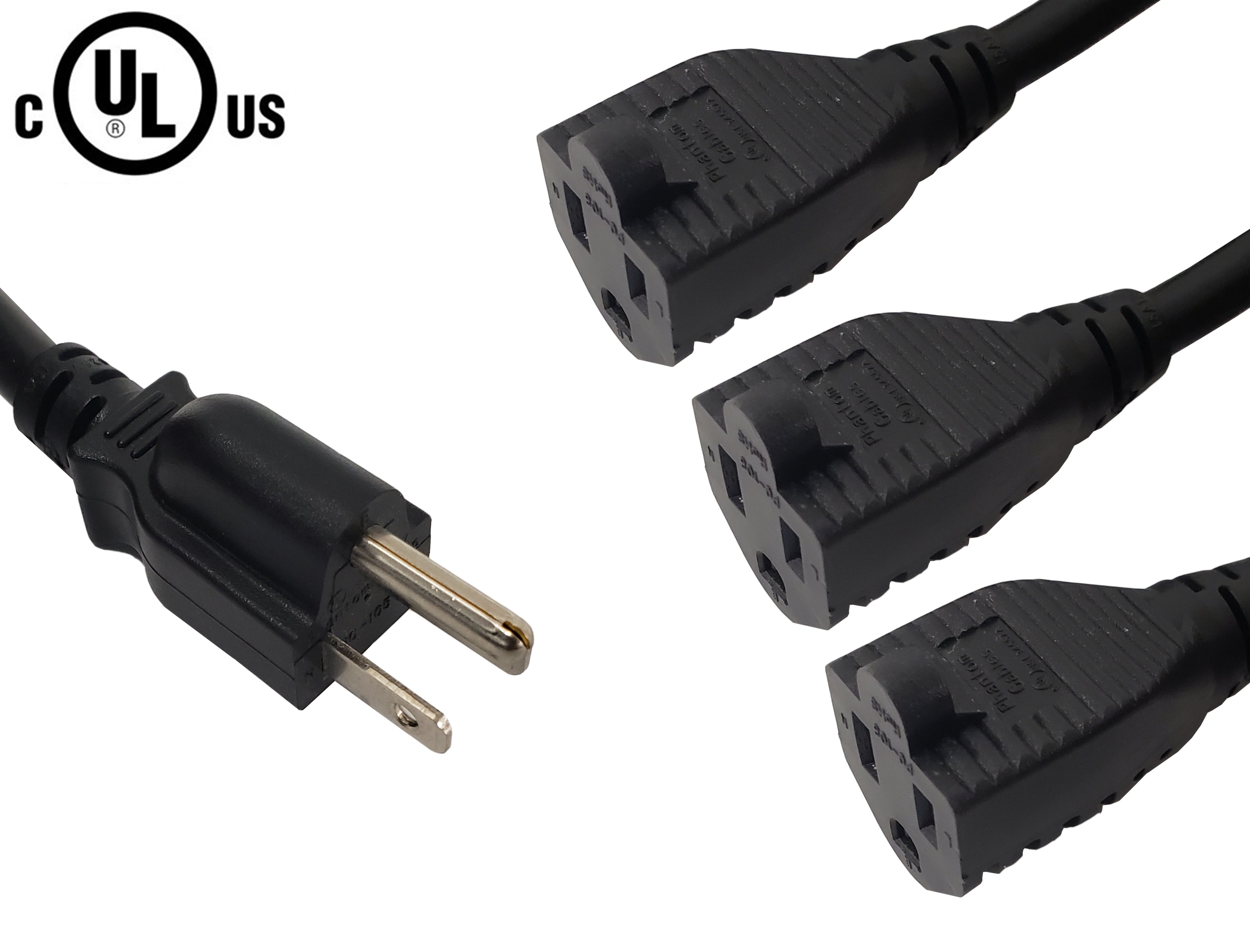 NEMA 5-15P to 3x NEMA 5-15R Power Splitter Cable - SJT – Generic