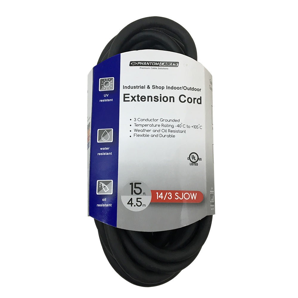 Industrial & Shop Indoor/Outdoor Extension Cord - 5-15P to 5-15R - SJOW – Generic – Outdoor Extension Cords (photo 3)