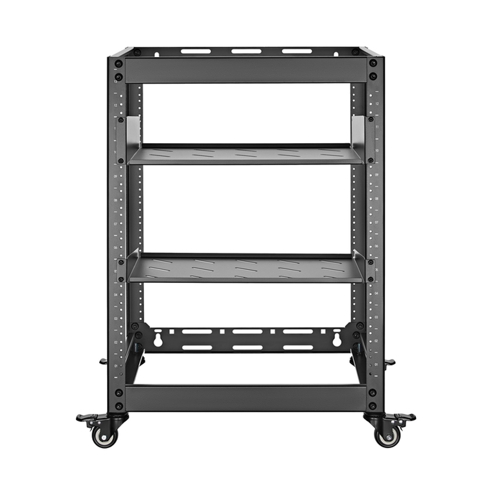19 inch Open Frame Wall Mount/Free Stand Rack - 2 Vented Shelves - 12U – Generic – Wall Mount Racks and Brackets (photo 2)