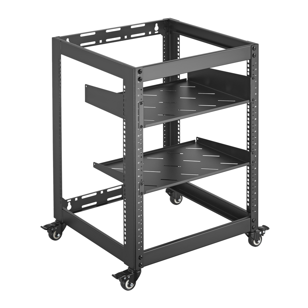 19 inch Open Frame Wall Mount/Free Stand Rack - 2 Vented Shelves - 12U – Generic