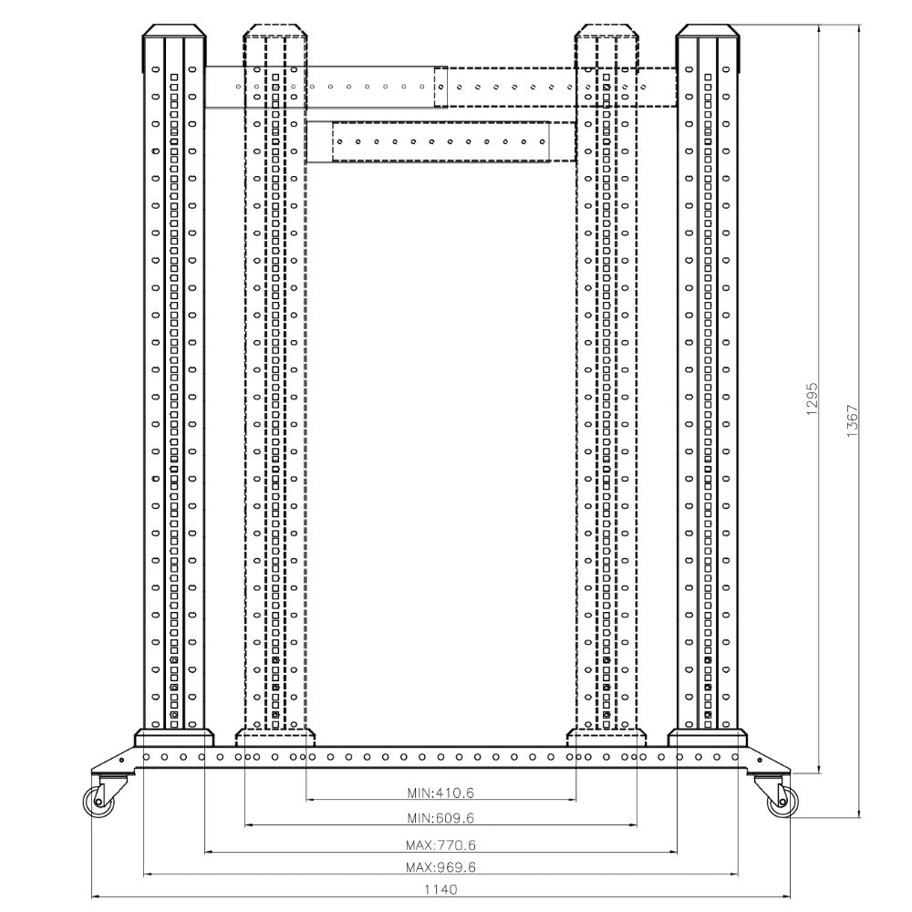 Four Post Relay Rack - 19 inch 26U, Square hole, Depth 24-36 inch – Generic – Relay Racks (photo 6)