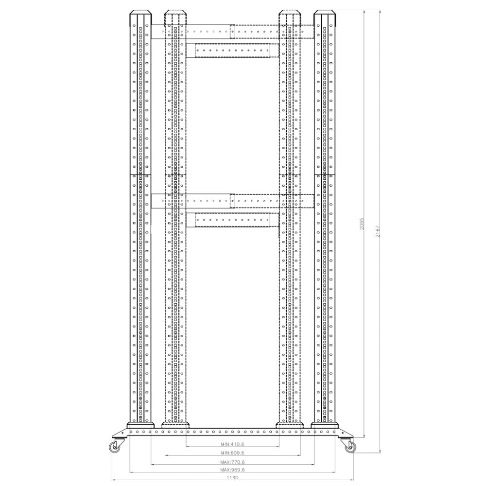 Four Post Relay Rack - 19 inch 42U, Square hole, Depth 24-36 inch – Generic – Relay Racks (photo 6)