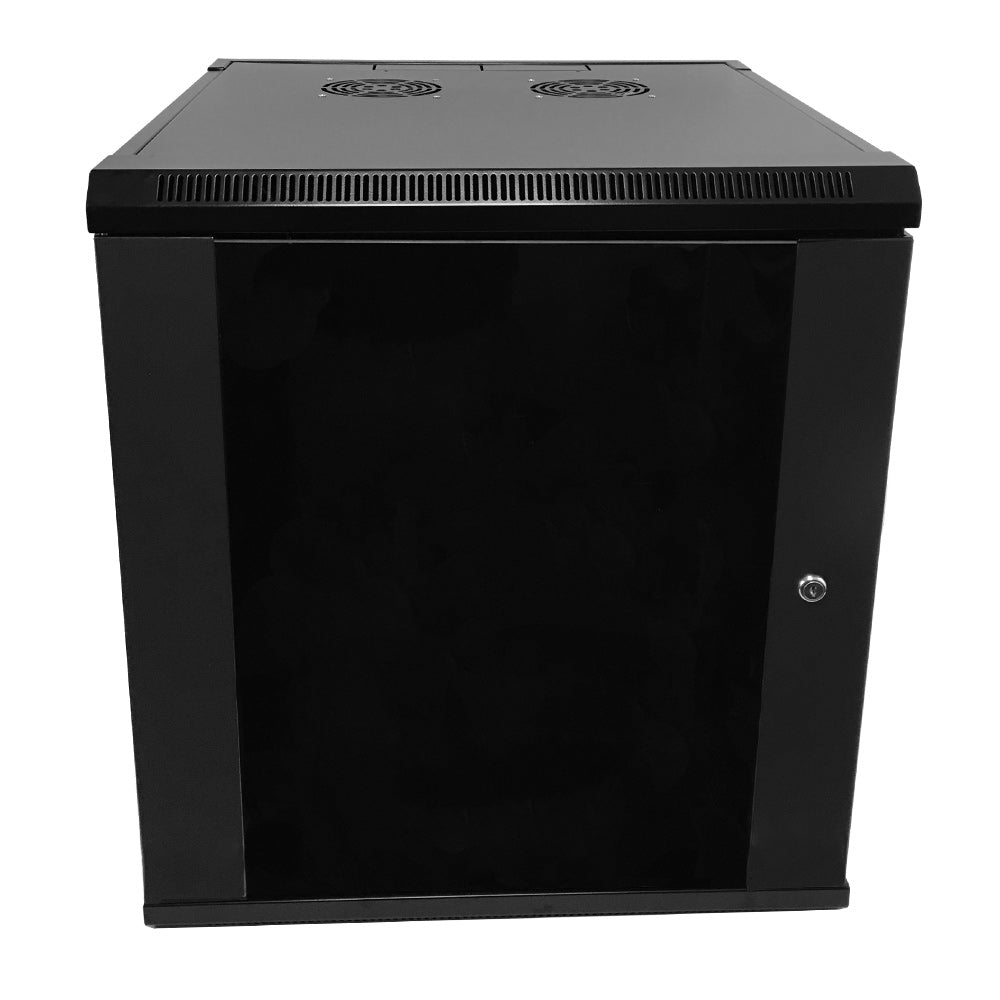 Wall Mount Cabinet 12U x 19.5 inch Usable Depth - Glass Door - Black – Generic – Wall Mount Cabinets (photo 2)
