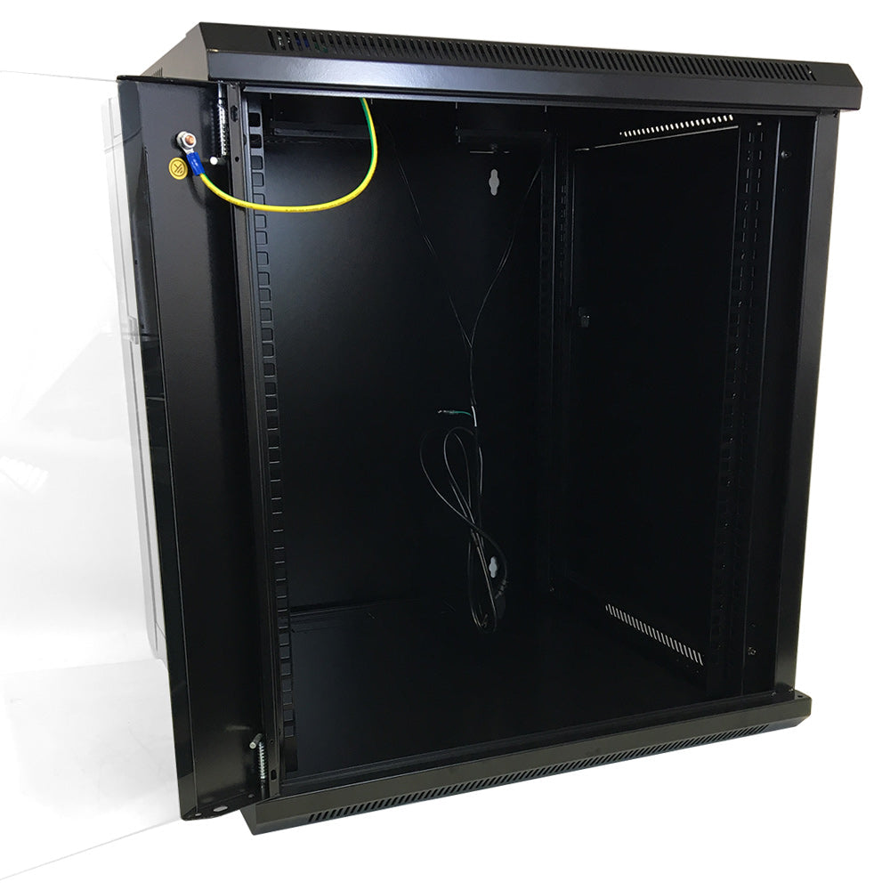 Wall Mount Cabinet 12U x 19.5 inch Usable Depth - Glass Door - Black – Generic – Wall Mount Cabinets (photo 3)