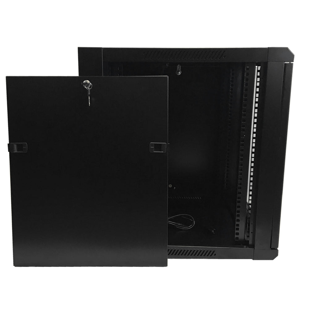 Wall Mount Cabinet 12U x 19.5 inch Usable Depth - Glass Door - Black – Generic – Wall Mount Cabinets (photo 5)