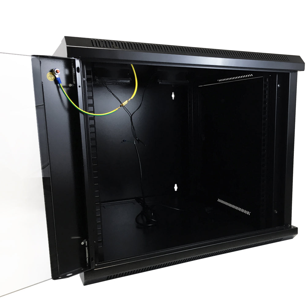 Wall Mount Cabinet 9U x 23 inch Usable Depth, Glass Door - Black – Generic – Wall Mount Cabinets (photo 3)