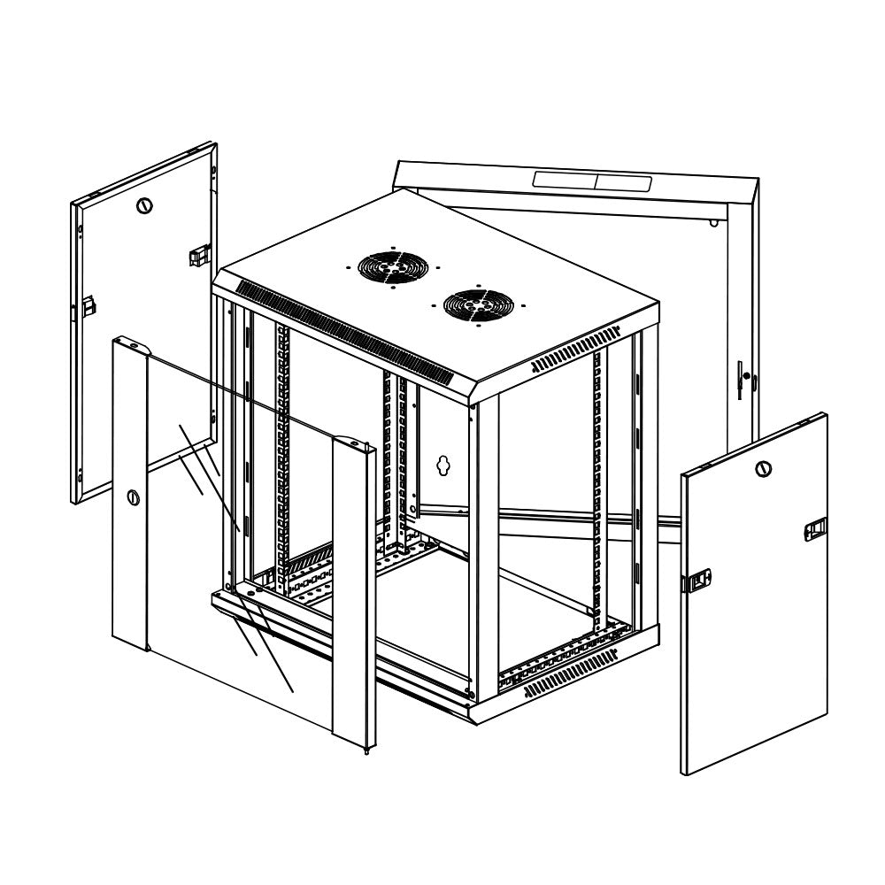 Wall Mount Swing-Out Cabinet 12U x 18.5 inch Usable Depth - Black – Generic – Wall Mount Cabinets (photo 7)