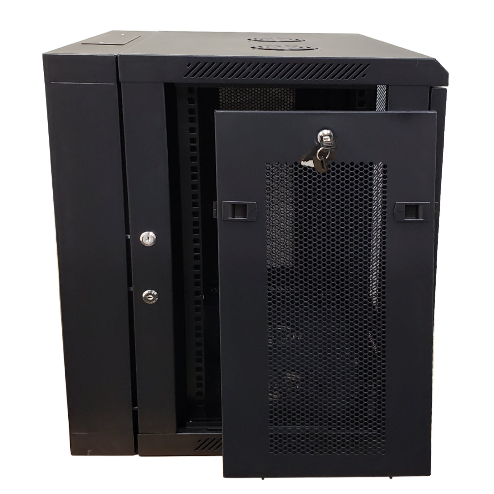 Wall Mount Swing Cabinet 12U x 18.5" Usable Depth - Perforated Doors - Black – Generic – Wall Mount Cabinets (photo 5)