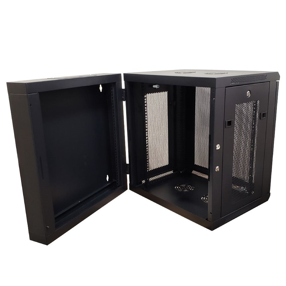Wall Mount Swing Cabinet 12U x 18.5" Usable Depth - Perforated Doors - Black – Generic – Wall Mount Cabinets (photo 6)