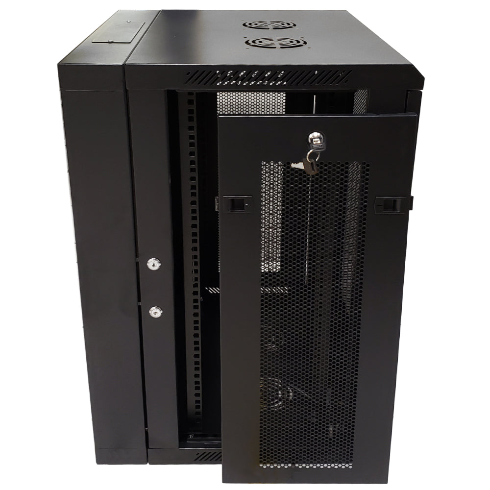 Wall Mount Swing Cabinet 15U x 18.5" Usable Depth - Perforated Doors - Black – Generic – Wall Mount Cabinets (photo 5)