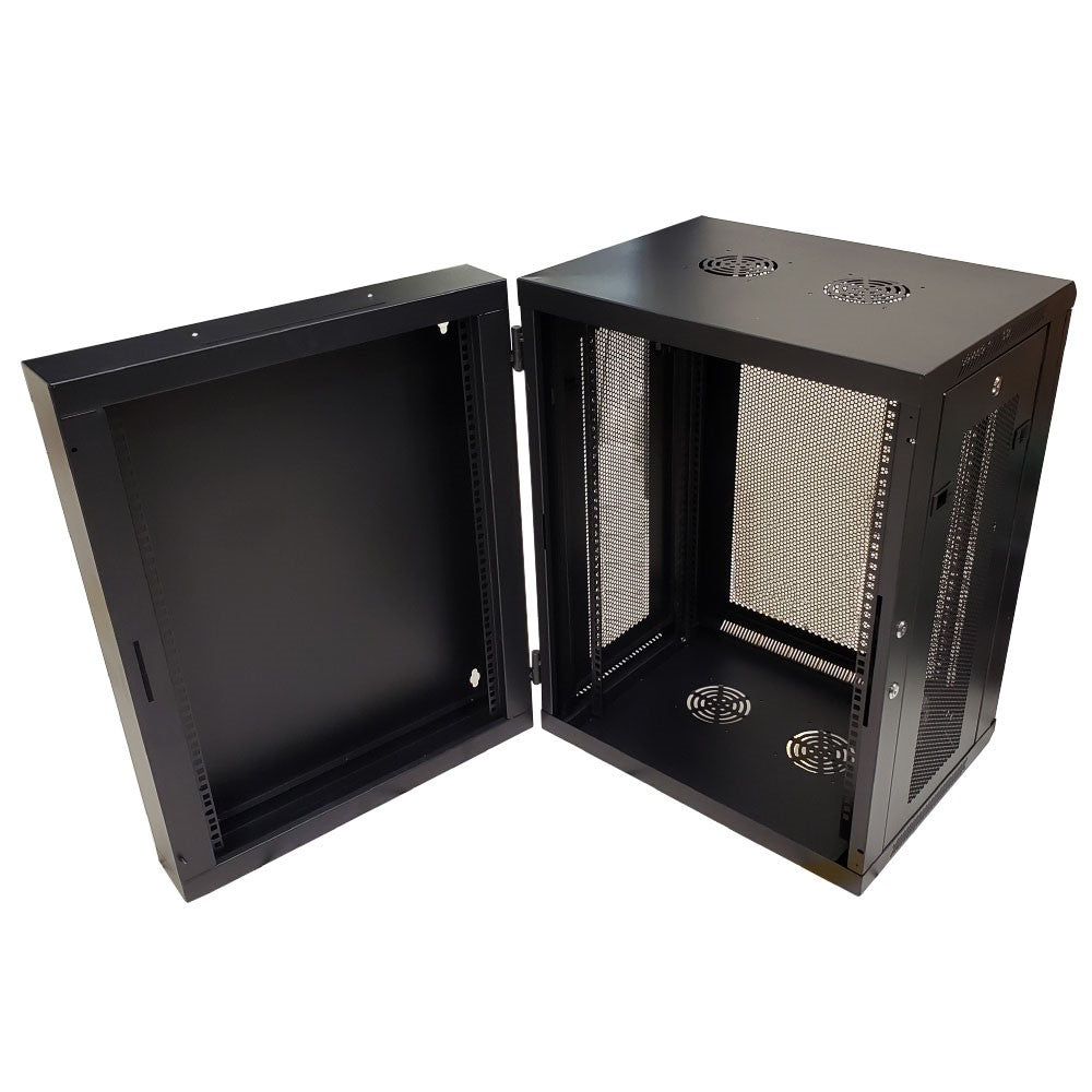 Wall Mount Swing Cabinet 15U x 18.5" Usable Depth - Perforated Doors - Black – Generic – Wall Mount Cabinets (photo 6)
